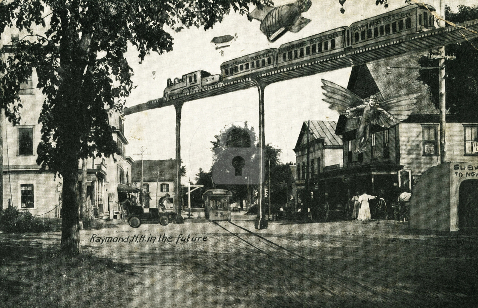 Raymond NH New Hampshire Future Fantasy c.1910 Postcard Vintage Postcard COPY