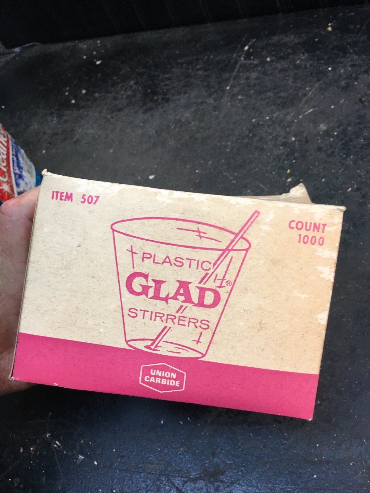 Vtg Glad Stirrers swizzel Stick Original Box 1000 Ct Size Mid Century Bar ware
