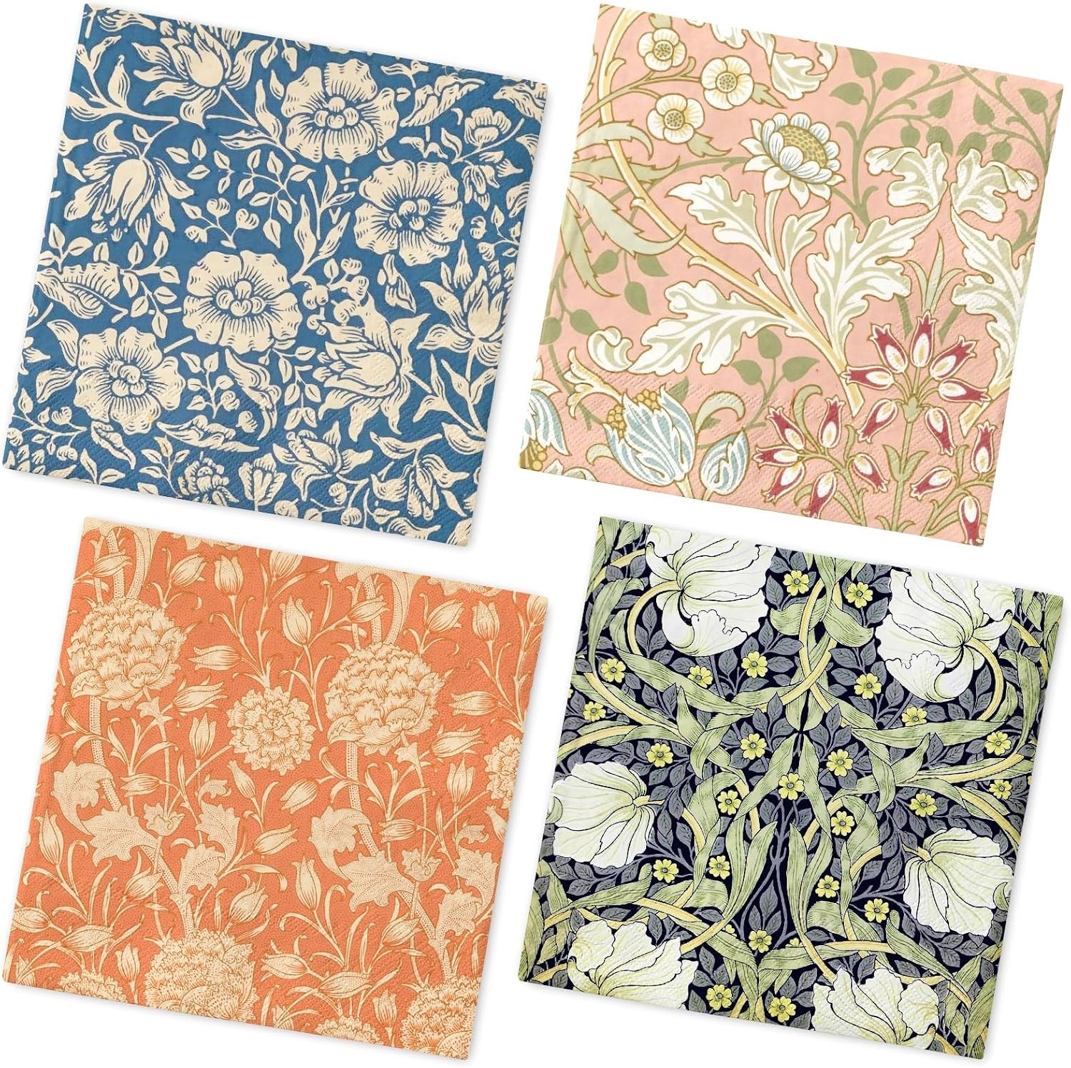 50Pcs Vintage Floral Paper Napkins