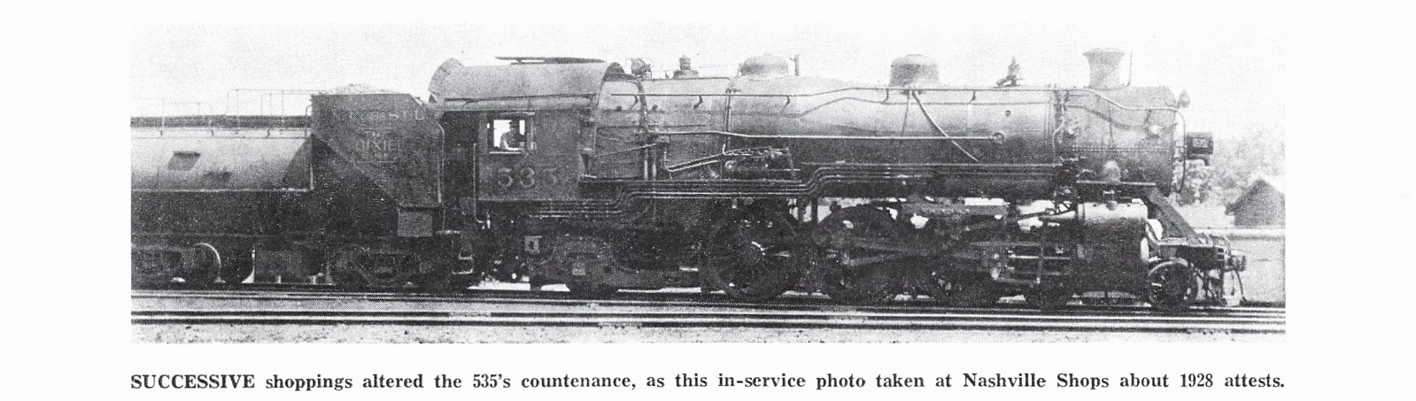 NC&StL 535 4-6-2 Pacific Steam Locomotive Nashville TN Shops 1967 Magazine Image