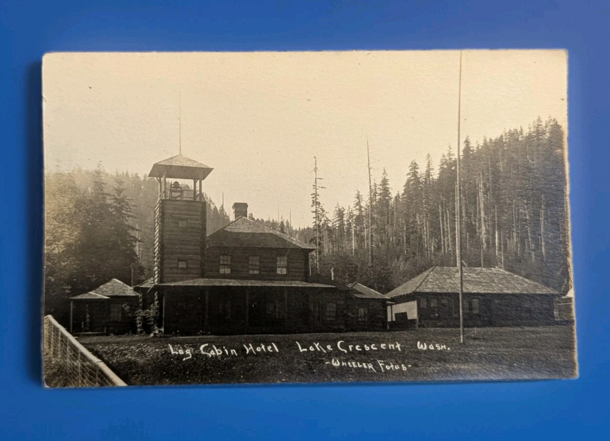 RPPC LOG CABIN HOTEL WASHINGTON STATE Lake Crescent  Wheeler Photo*