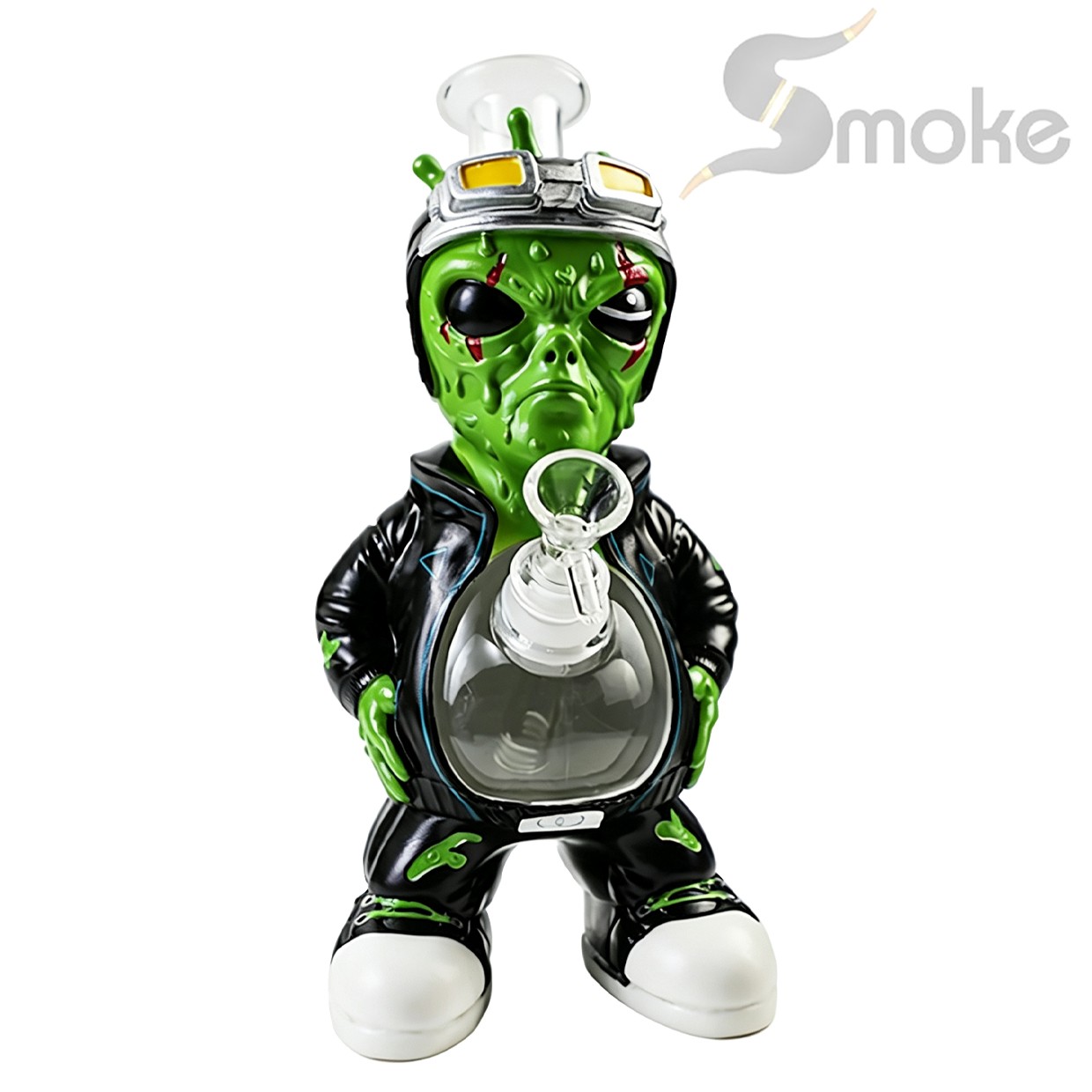 Aliens 10IN Glass Bongs and Water Pipes Tobacco Smoking Bubbler Bong w/14mm bowl
