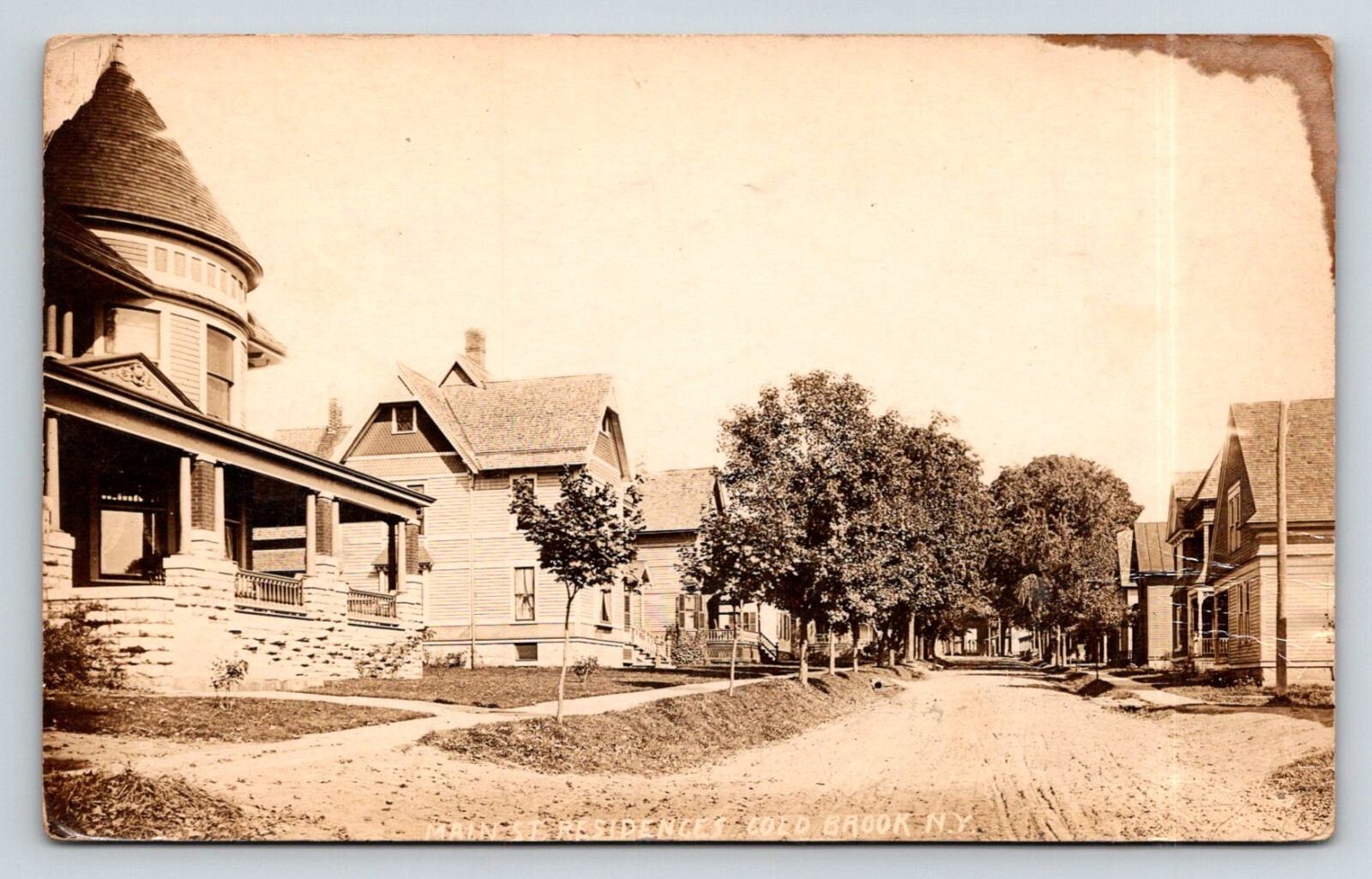 RPPC Real Photo 1916 Cold Brook New York Main Street Postcard