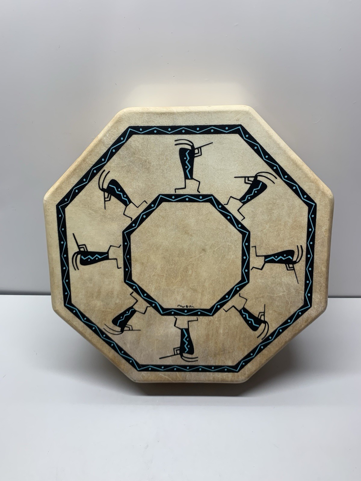 Vintage 1991 Taos Native American All One Tribe Deer Dance Drum Henry Samora