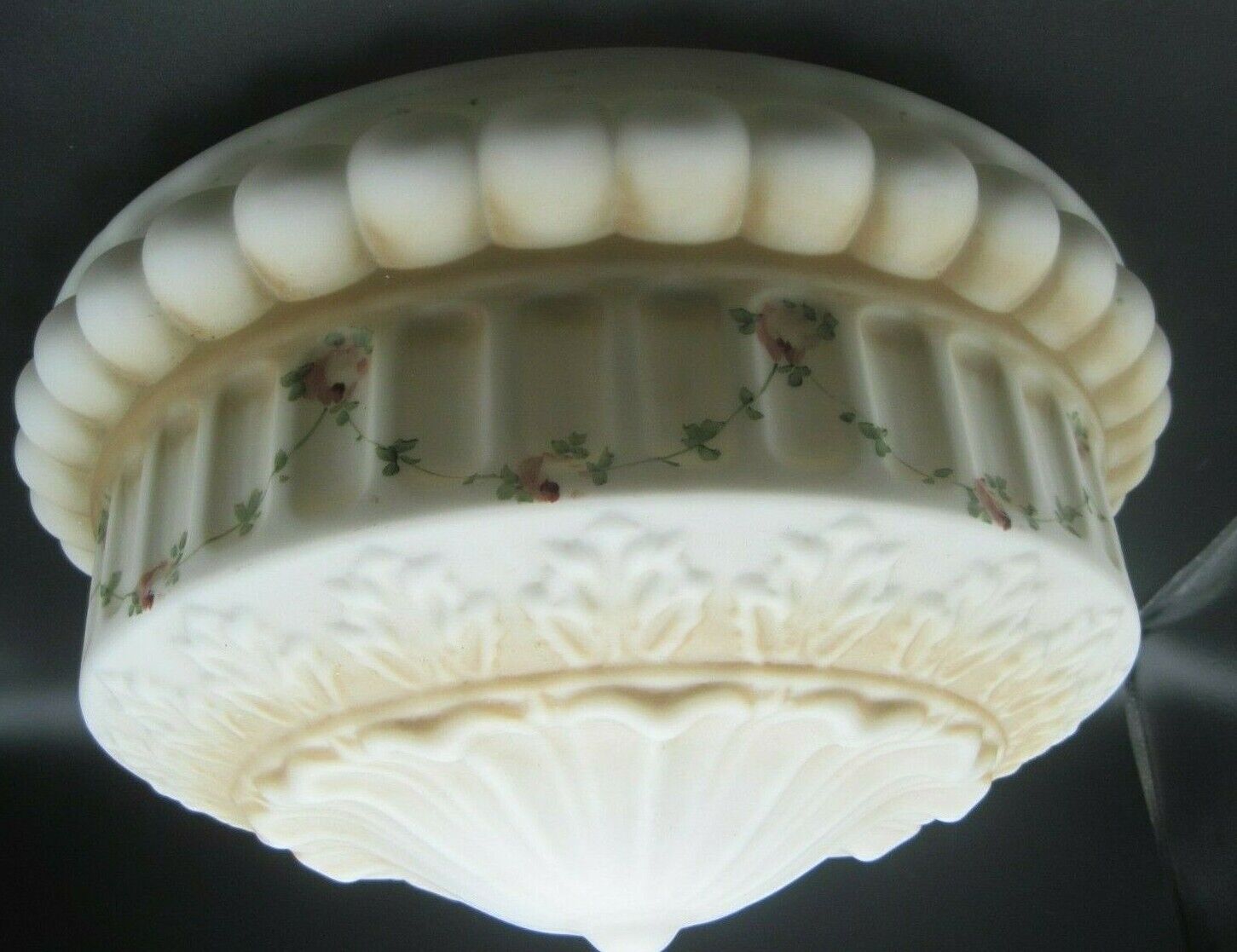Hand Painted Floral Embossed Victorian Ceiling Shade Beautiful (Pair Available)