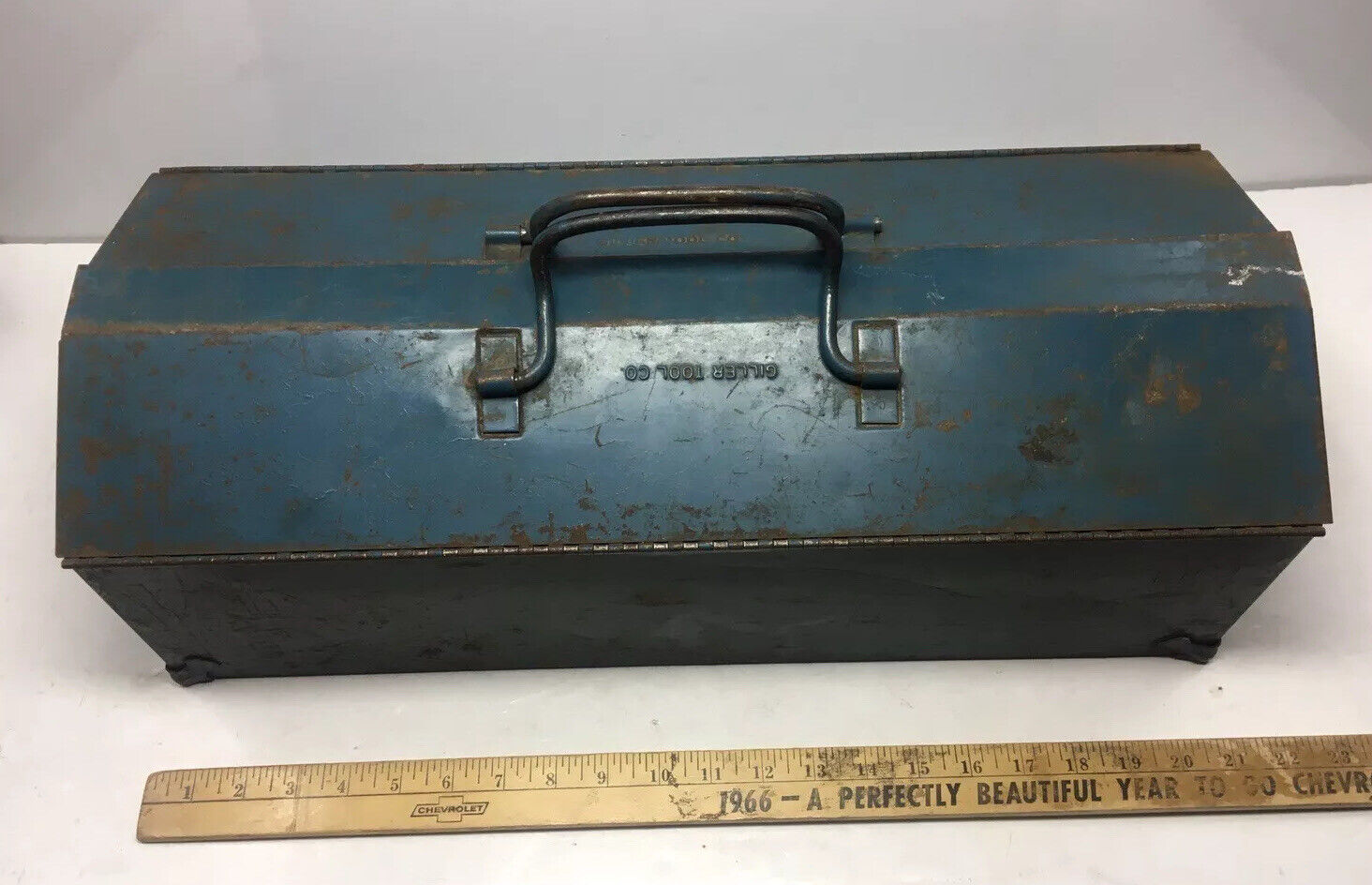Vintage Giller Tool Co. Coffin Tombstone Blue Toolbox LOOK