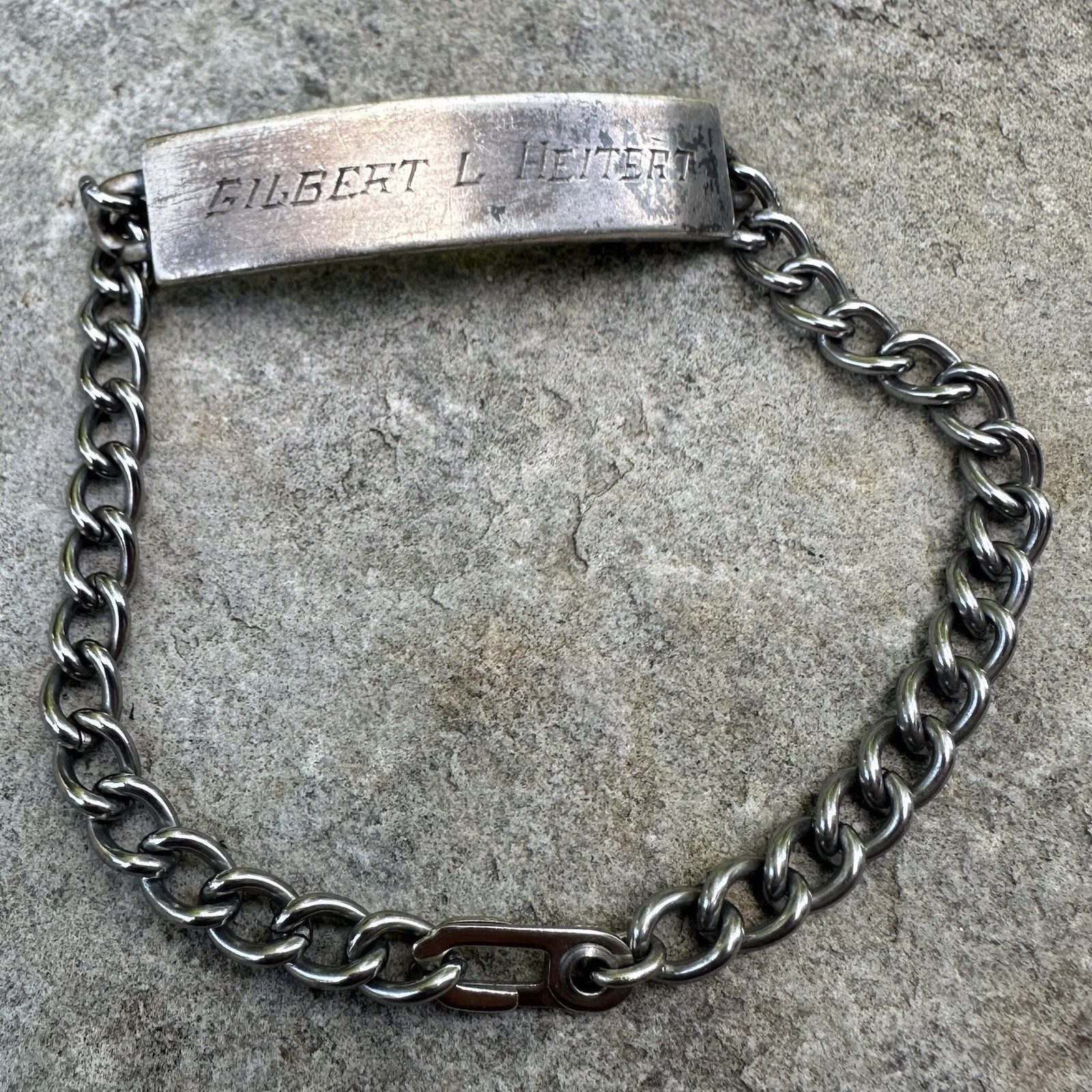 ORIGINAL WWII WW2 US Army Sterling Silver ID Bracelet Service Number - Repaired