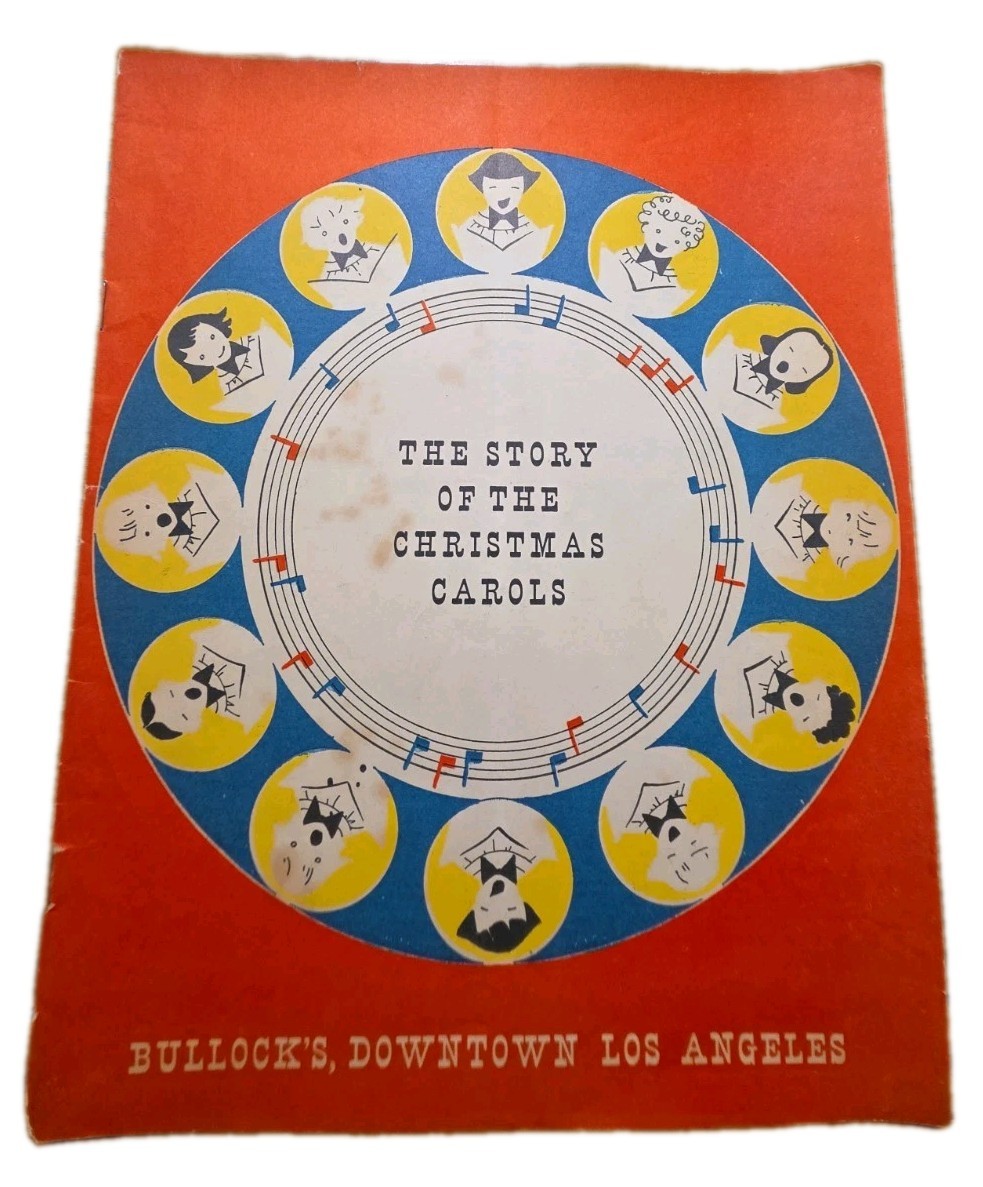 Vintage Bullock\'s Los Angeles Story of Christmas Carols Illustrated Music 1950s