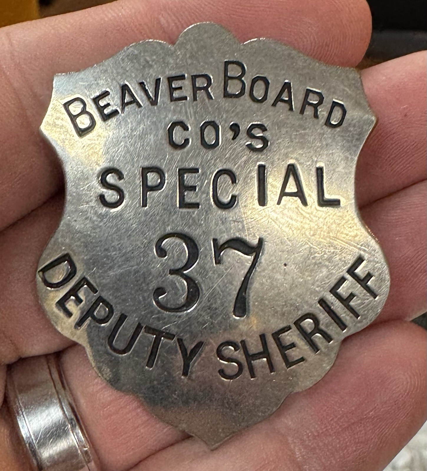 Antique Rare Beaver Board Company Deputy Sheriff Employee Badge 2.2
