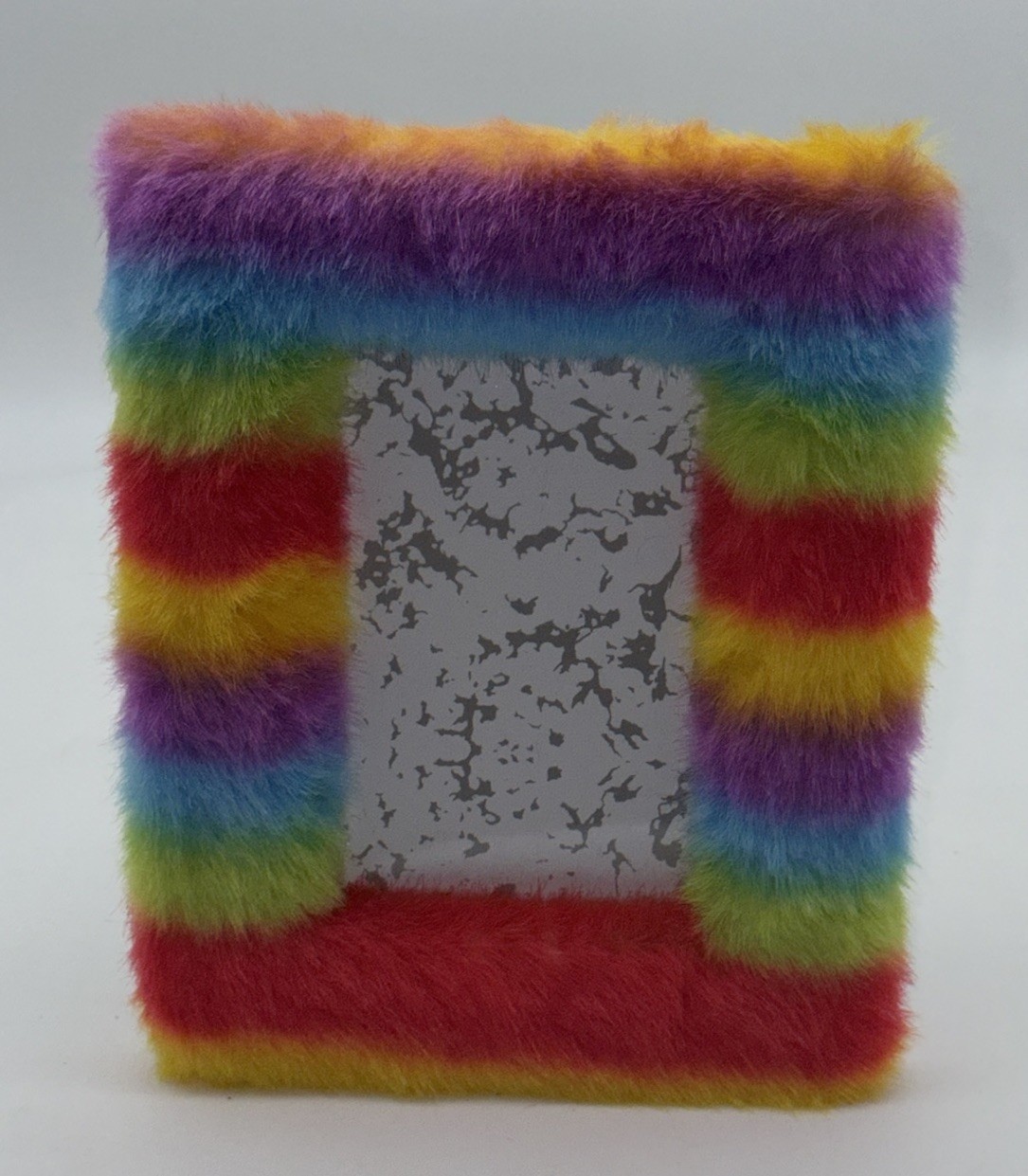 Vintage Claire’s DEB 2000s Y2K Rainbow Fuzzy Fluffy Rainbow Picture Frame 3.5x5”