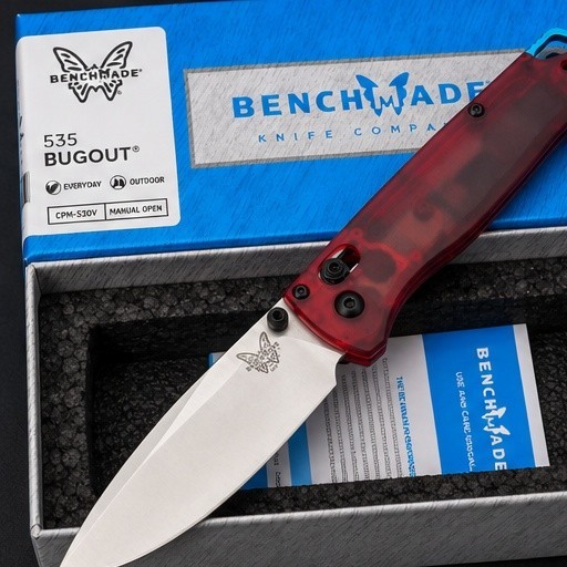 Benchmade 535 Bugout S30V Transparent Red custom EDC Pocket Knife