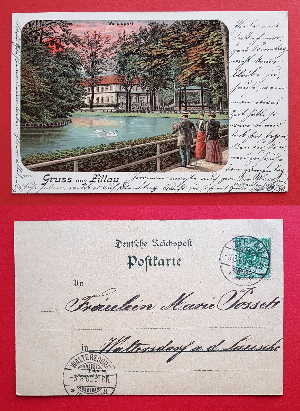 Litho Postcard Zittau 1900 Weinaupark (20617