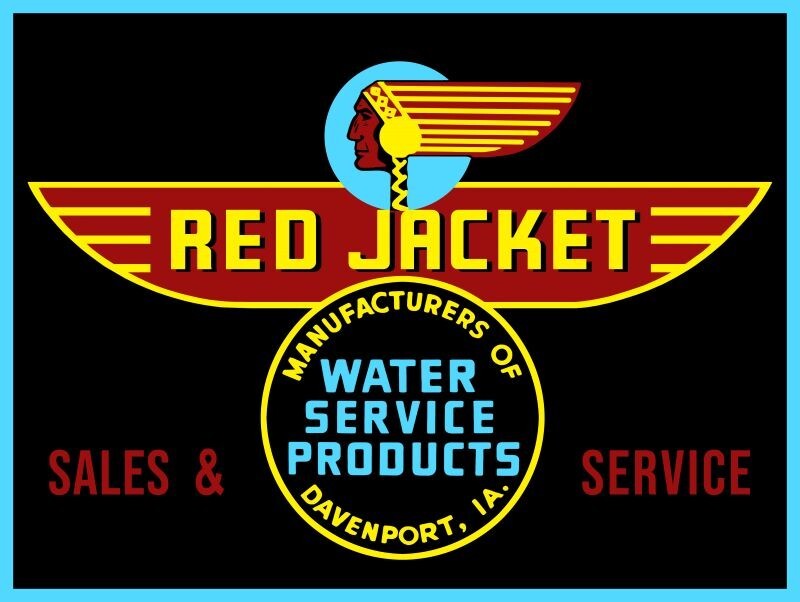 Red Jacket Water Service Prod. of Davenport IA NEW Sign 24x30