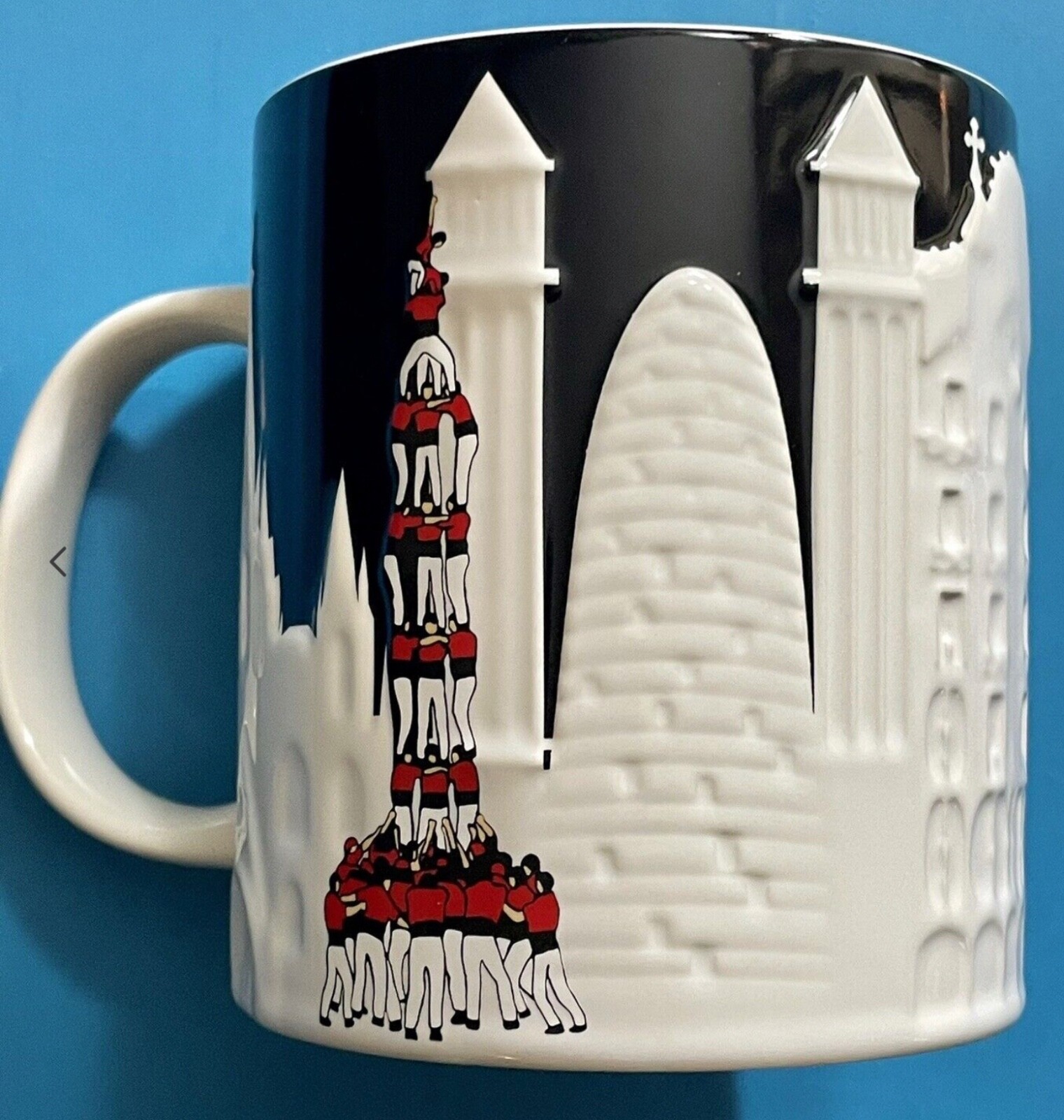 Starbucks Barcelona  Relief Black White Ceramic Mug 16oz