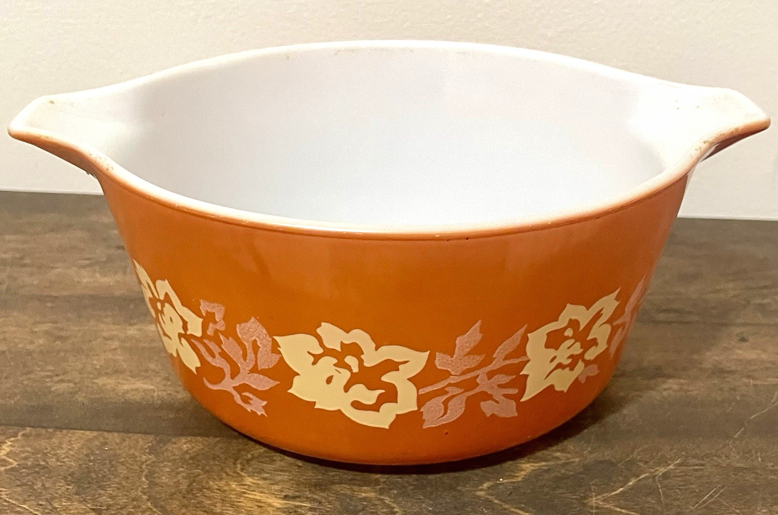 Vintage Pyrex Terra Cotta Rose Cinderella Casserole Dish Mixing Bowl Model 474-B