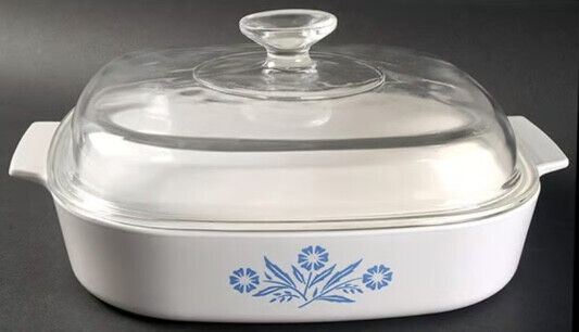 2.5 Quart / Litre A-10-B Square Casserole with Lid Cornflower Blue by Corning