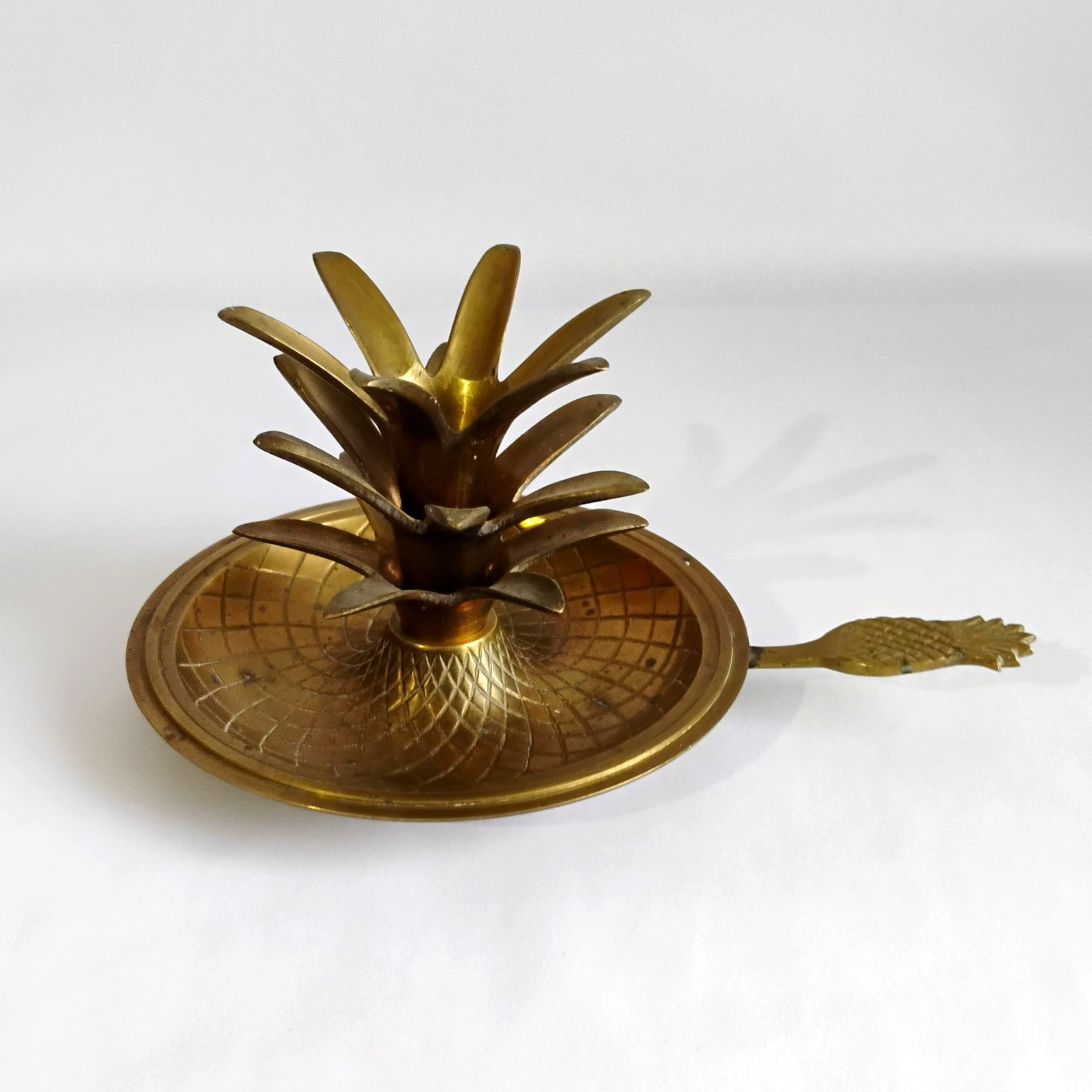 Vintage Etched Brass Pineapple Candle Holder Candlestick Hollywood Regency Taper