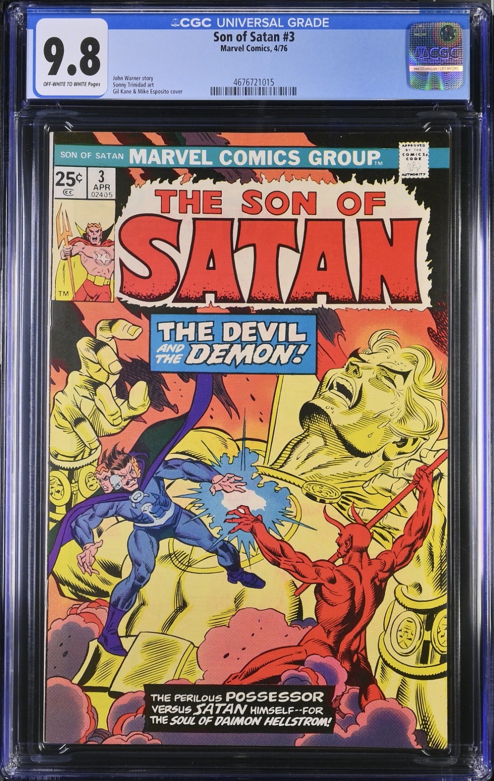 😈 Son of Satan #3 CGC 9.8 OWW Marvel 1976 The Devil & the Demon