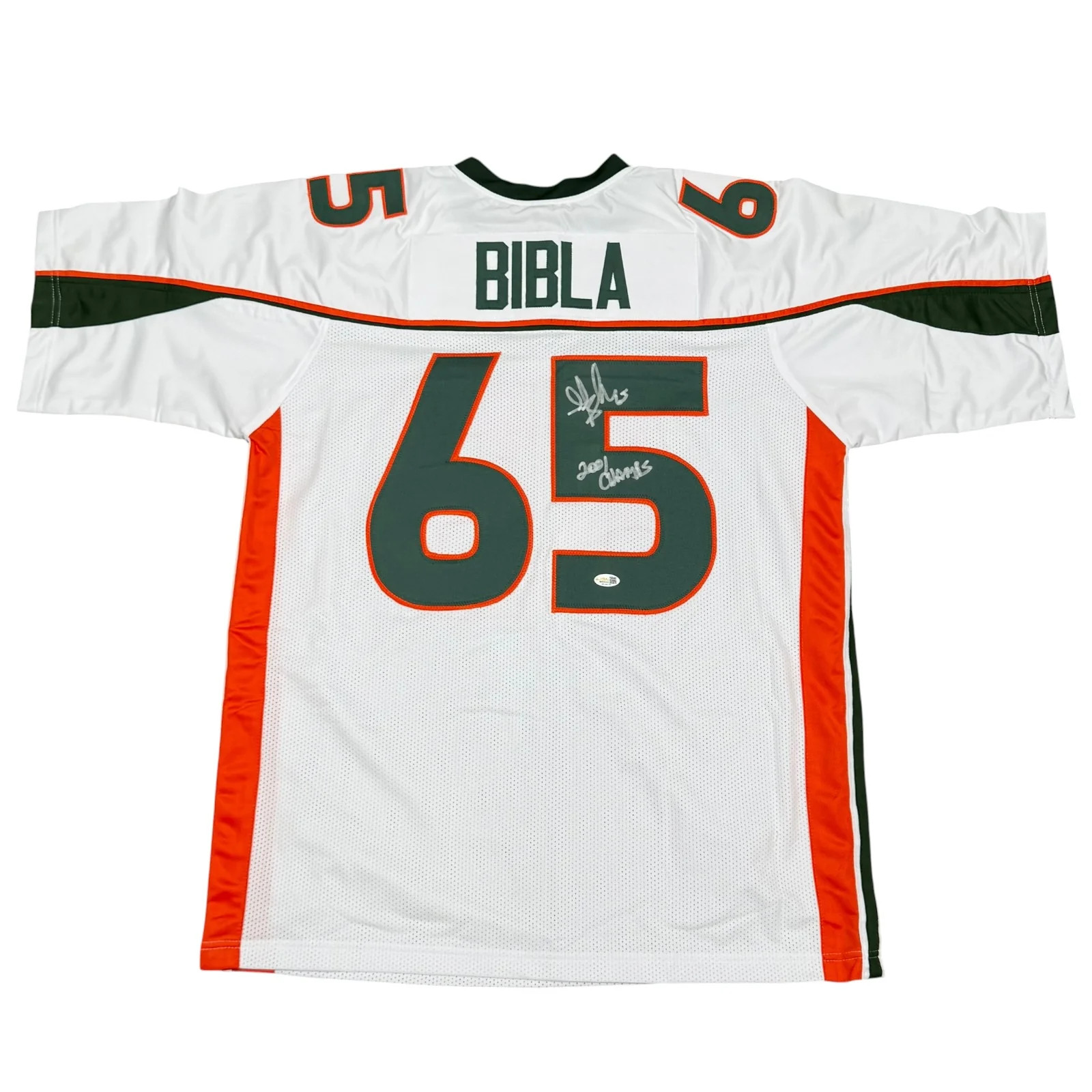 Martin Bibla Autographed Miami (White #65) Custom Stitched Jersey - JSA
