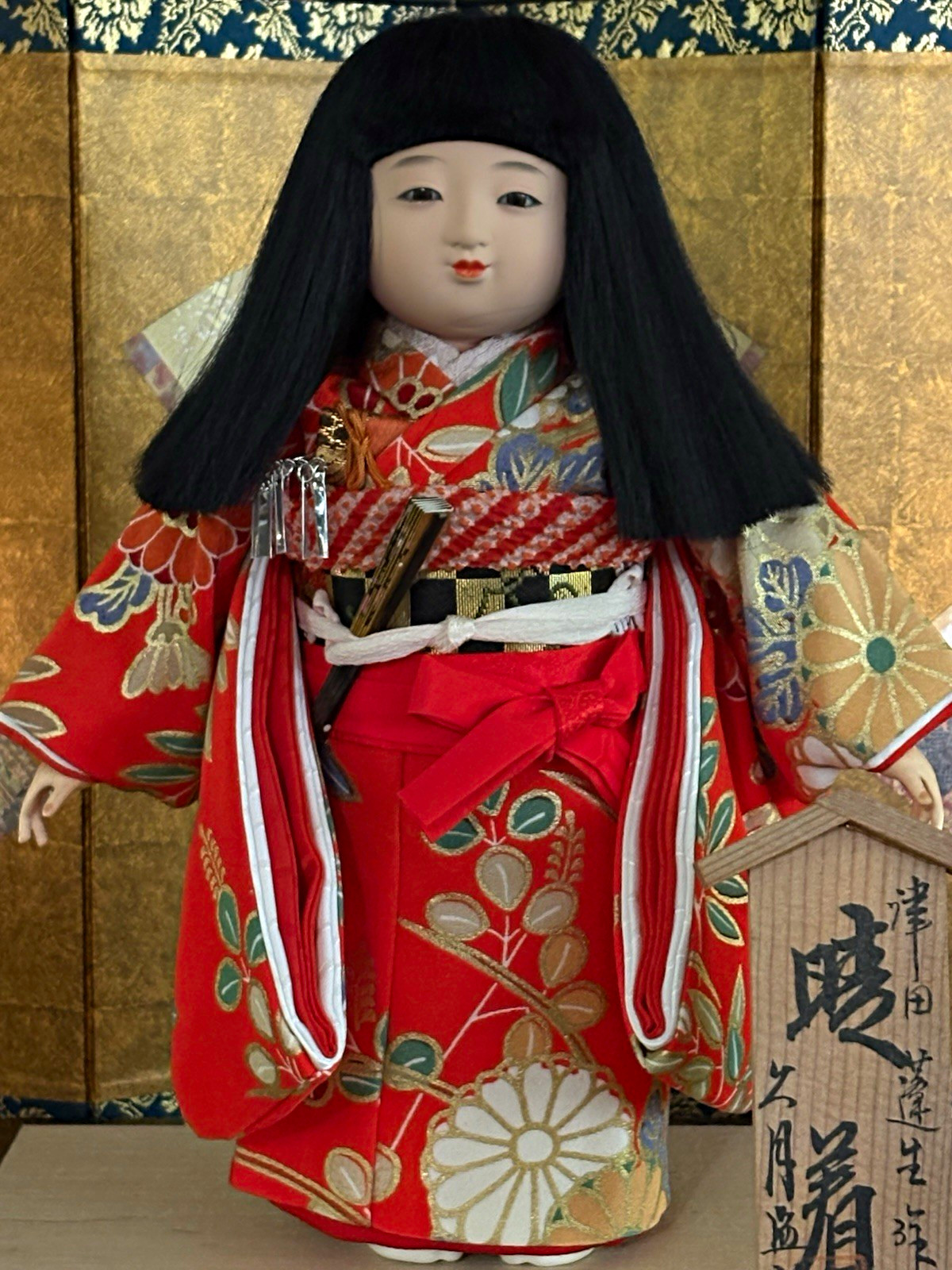 ichimatsu doll red floral kimono gofun ningyo Japanese dolls for hinamatsuri ichimatsu doll red floral kimono gofun ningyo Japanese dolls for hinamatsuri