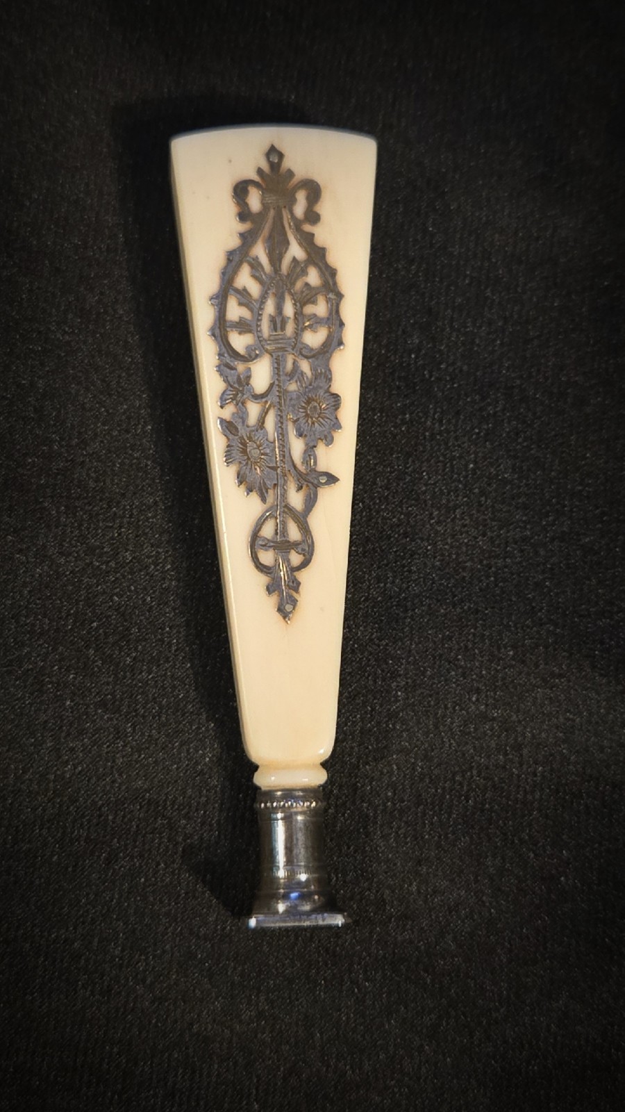 Antique Sterling Silver Wax Seal with Carved Handle Beautiful Vintage Office 