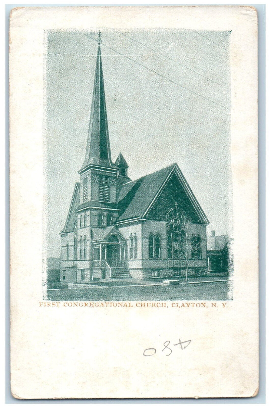 c1905 First Congregational Church Clayton New York NY Antique Postcard