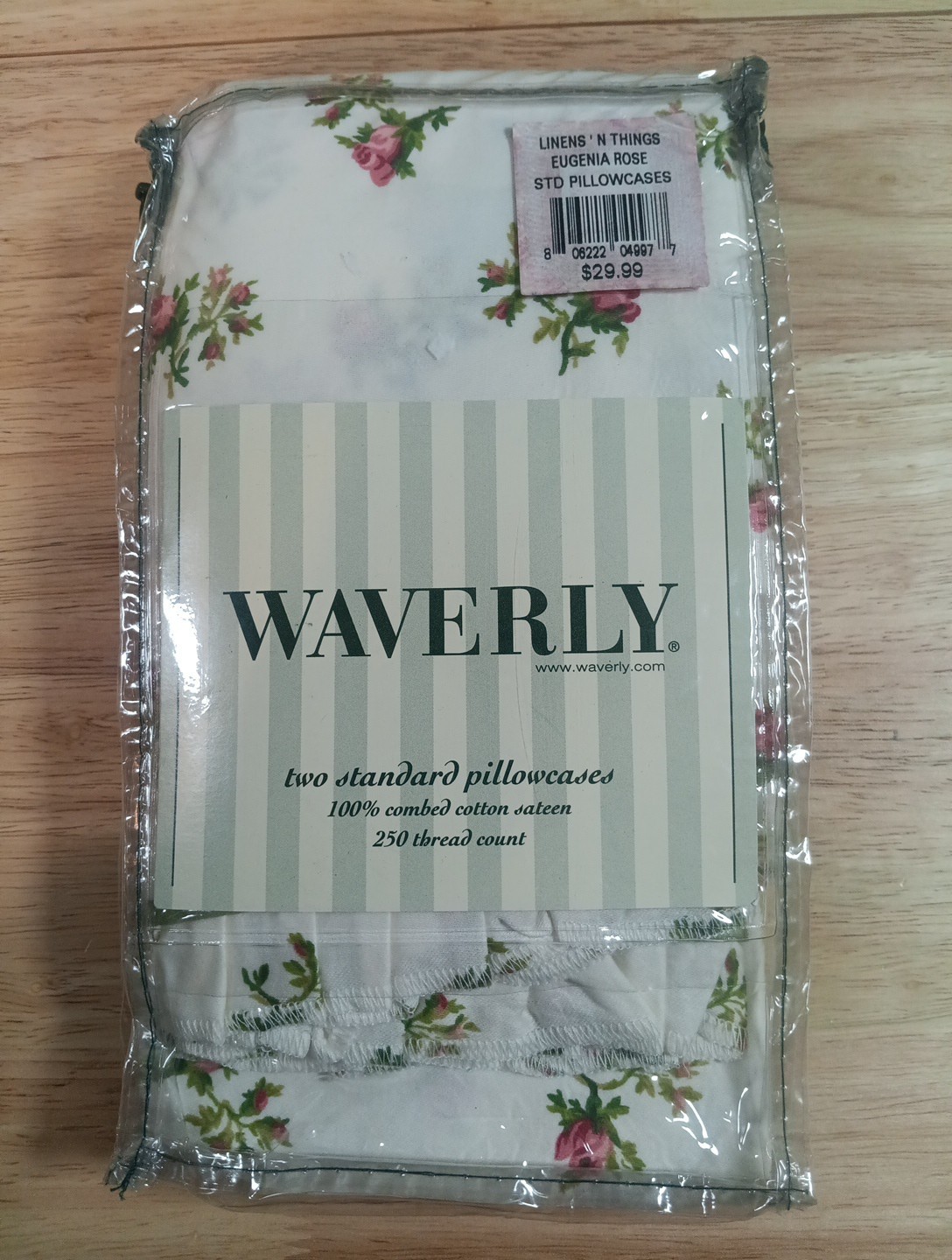 2 Vintage Waverly Pillowcases Eugenia Rose Standard Size 21 X 30\