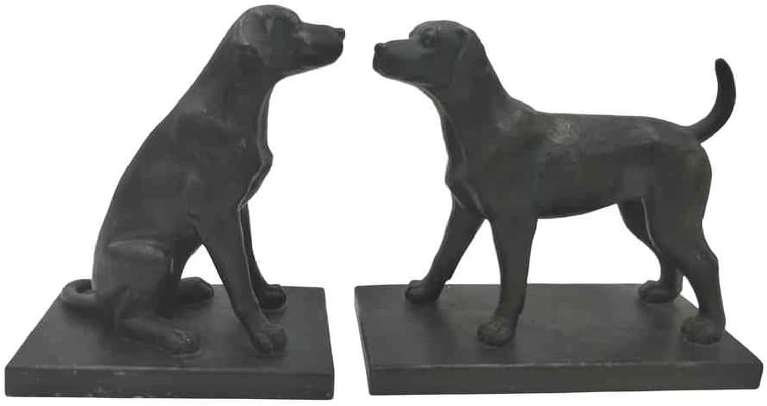 Labrador Dogs Art Bookends, Antique Effect, Copper, Polyresin, 7\