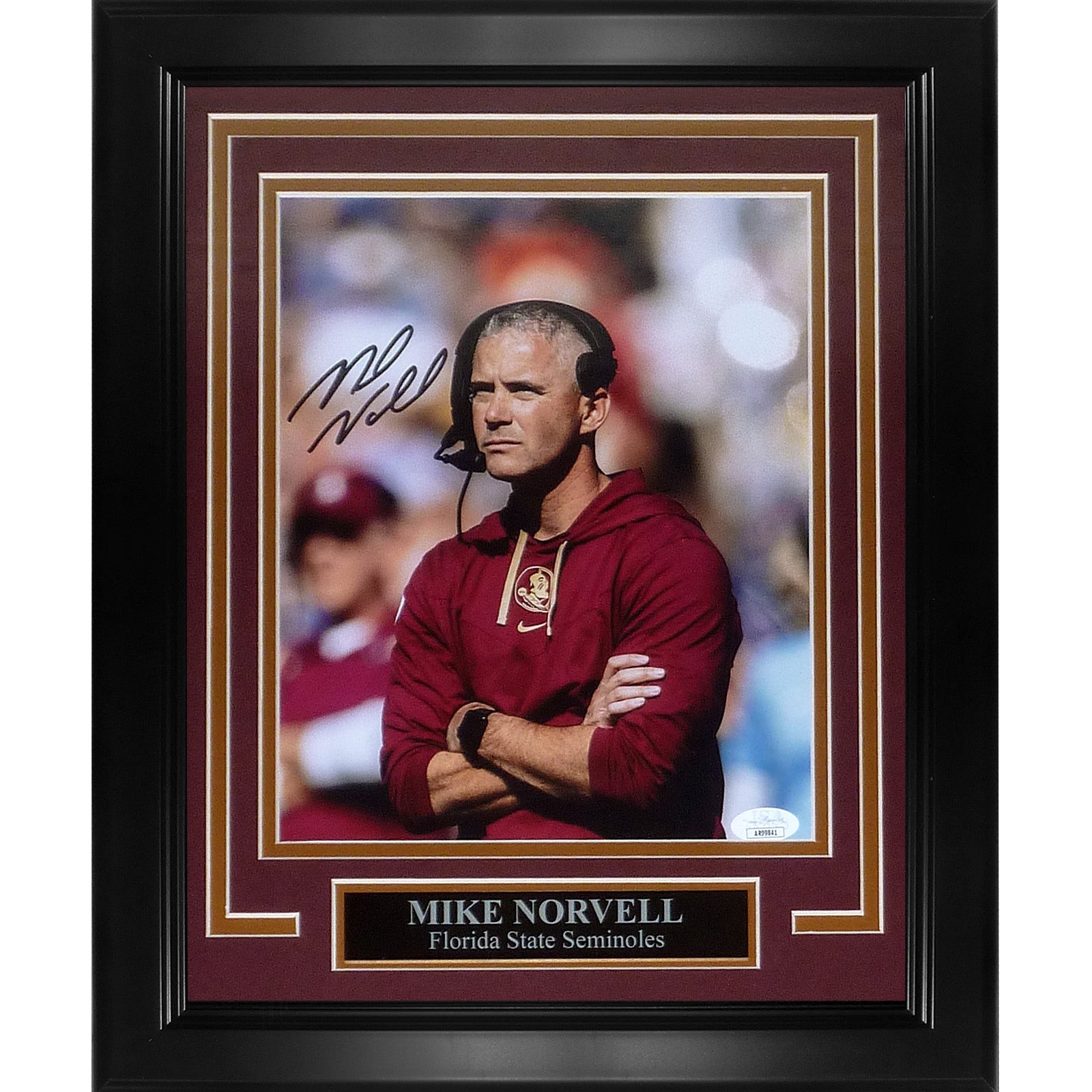 Mike Norvell Autographed Florida State FSU Seminoles Deluxe Framed 8x10 Photo - Mike Norvell Autographed Florida State FSU Seminoles Deluxe Framed 8x10 Photo -