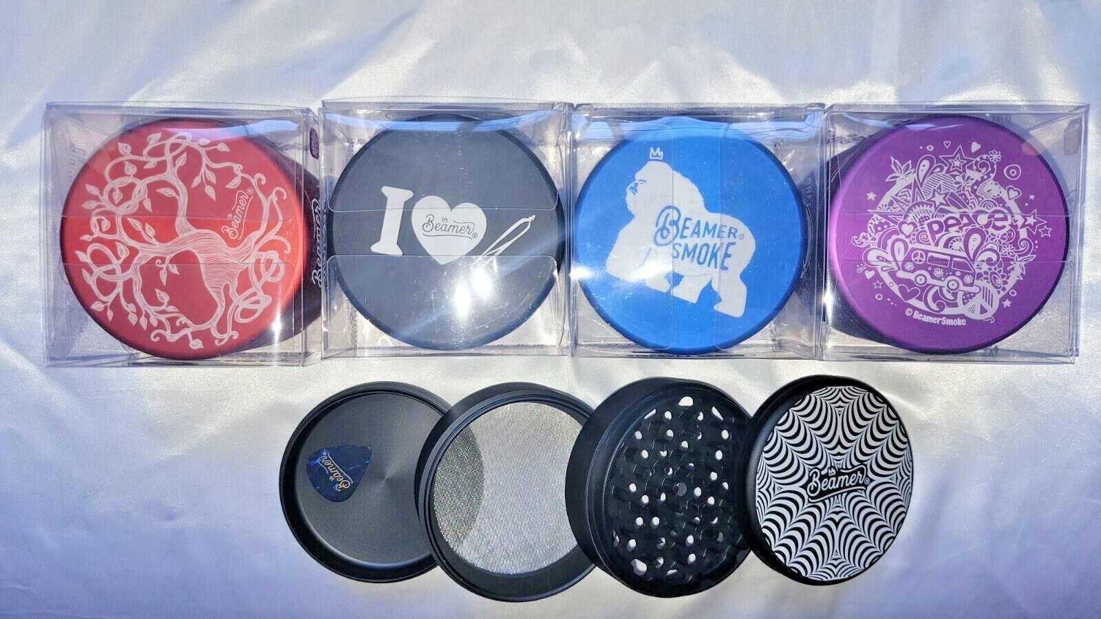Beamer Extra Large 90mm 4pc Metal Herb Grinder (Asst. Colors) - US Seller