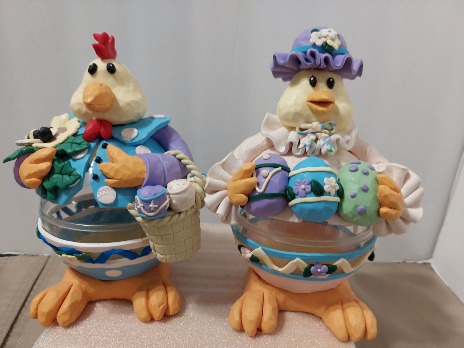 UNIQUE VINTAGE SET OF 2 HANDMADE EASTER CHICKS CANDY CONTAINERS HOME DECOR 7 UNIQUE VINTAGE SET OF 2 HANDMADE EASTER CHICKS CANDY CONTAINERS HOME DECOR 7