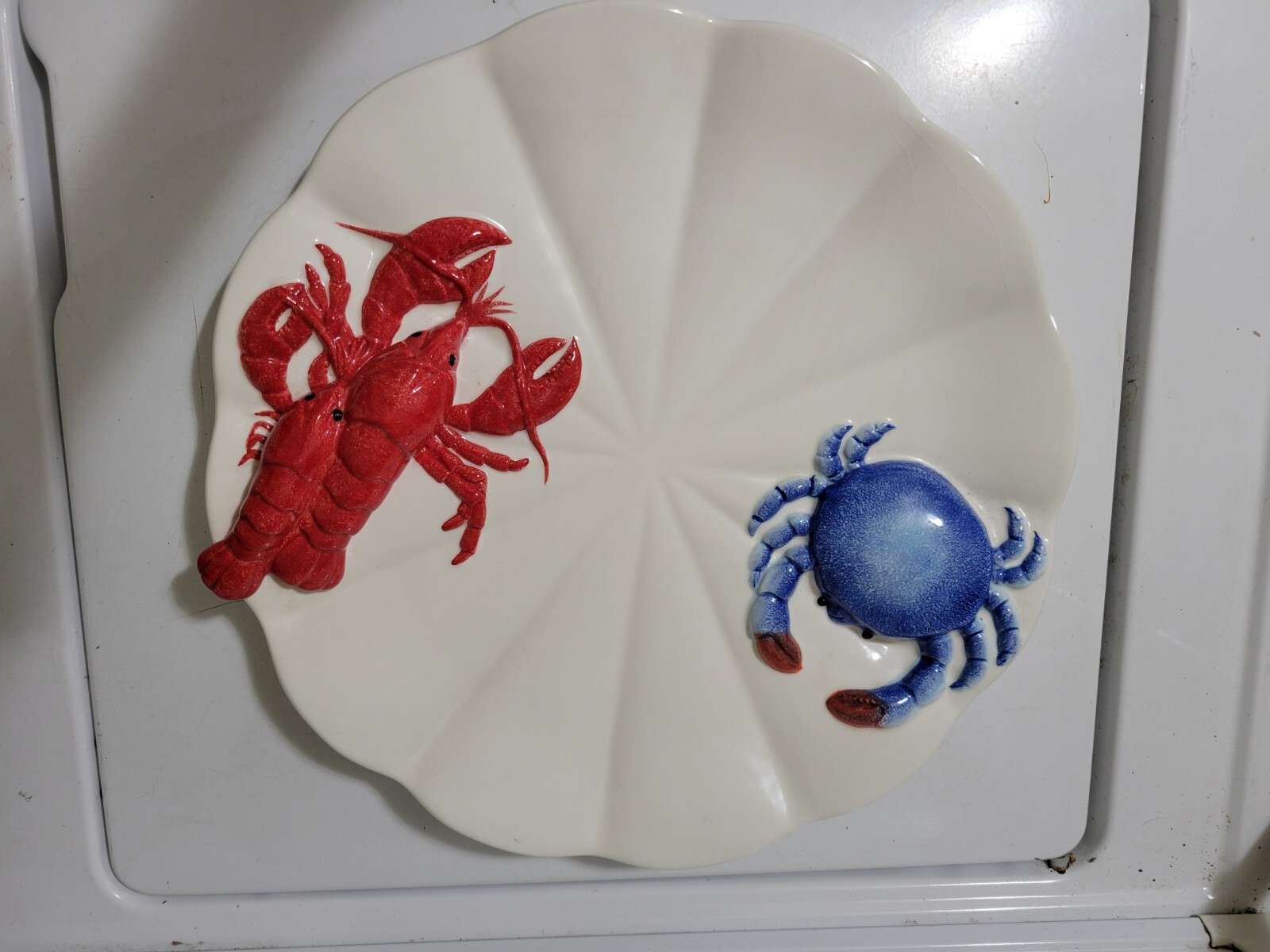MWW Market Red Lobster/Blue Crab White Platter 14'' Sea Cute Collectables Food