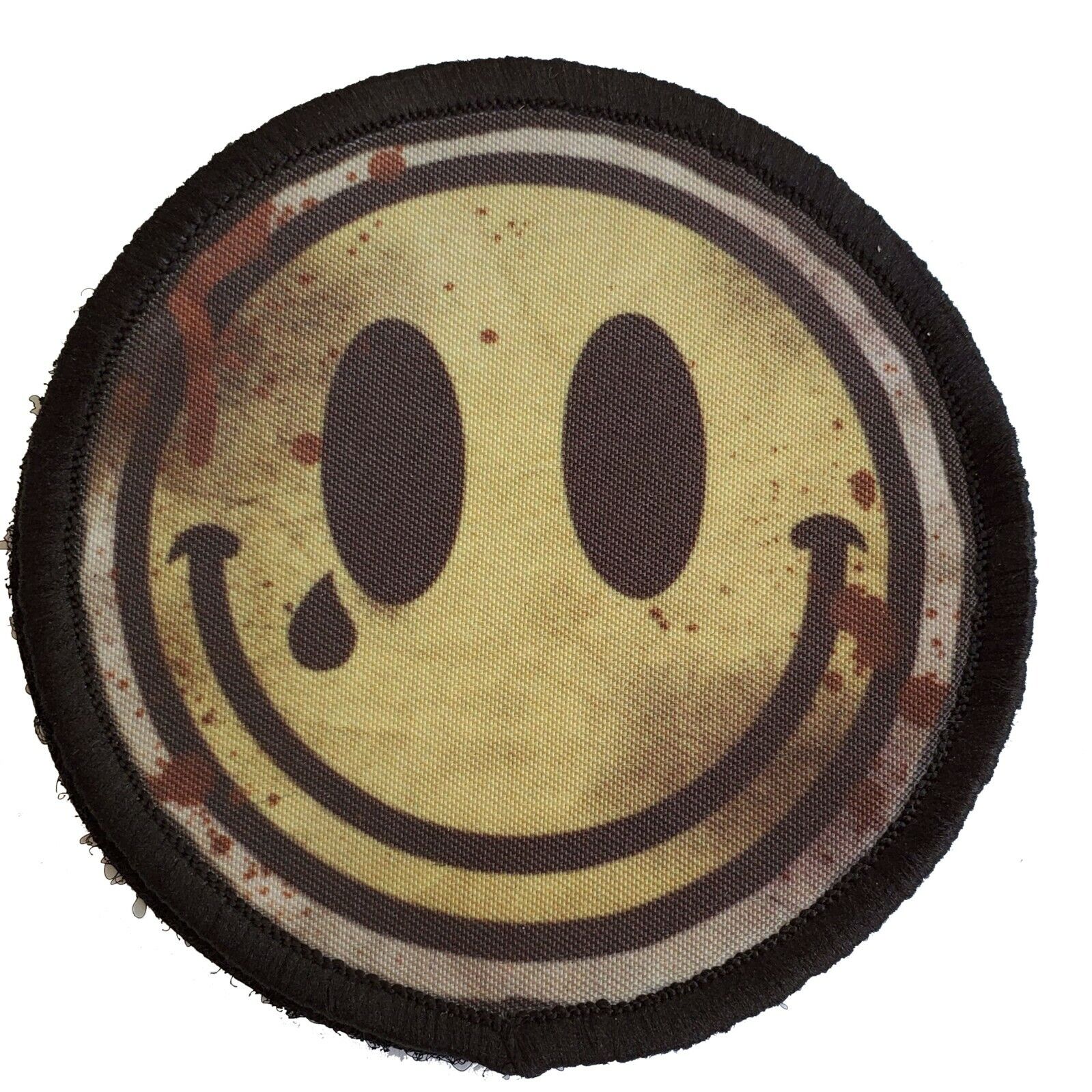 Distressed Bloody Smiley Face Morale Patch ARMY MILITARY Tactical USA Flag 