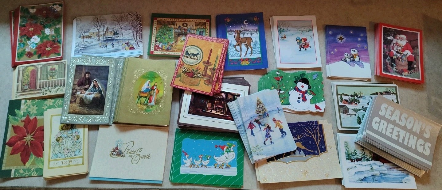 Over 325 Vintage Christmas Cards Unused - Currier & Ives and Others, Great Group