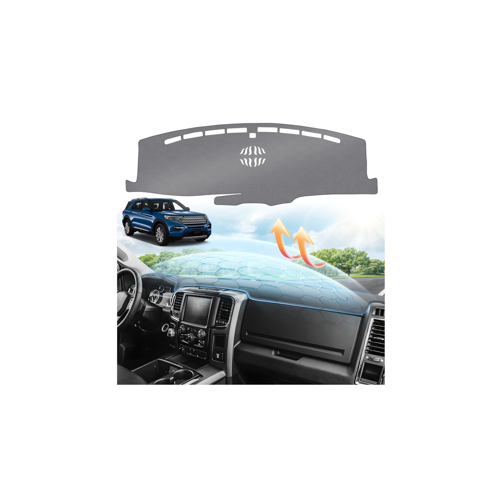 Sunsdrew Upgraded Gray Dash Cover for 2020-2025 2026 Ford Explorer Accessorie... Sunsdrew Upgraded Gray Dash Cover for 2020-2025 2026 Ford Explorer Accessorie...
