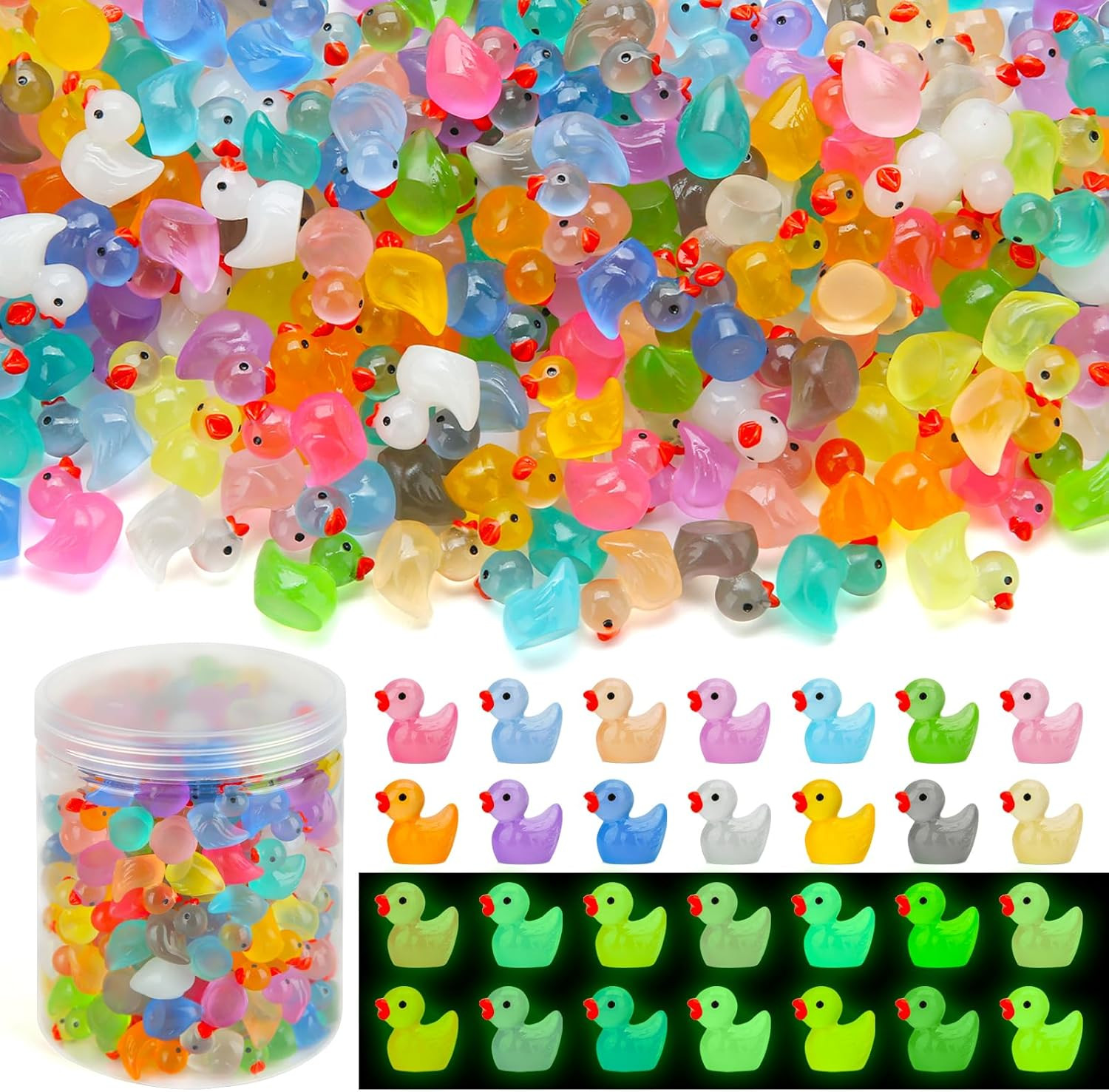 240Pcs Luminous Mini Resin Ducks, Tiny Animals Bulk Glow in the Dark Small Plast 240Pcs Luminous Mini Resin Ducks, Tiny Animals Bulk Glow in the Dark Small Plast