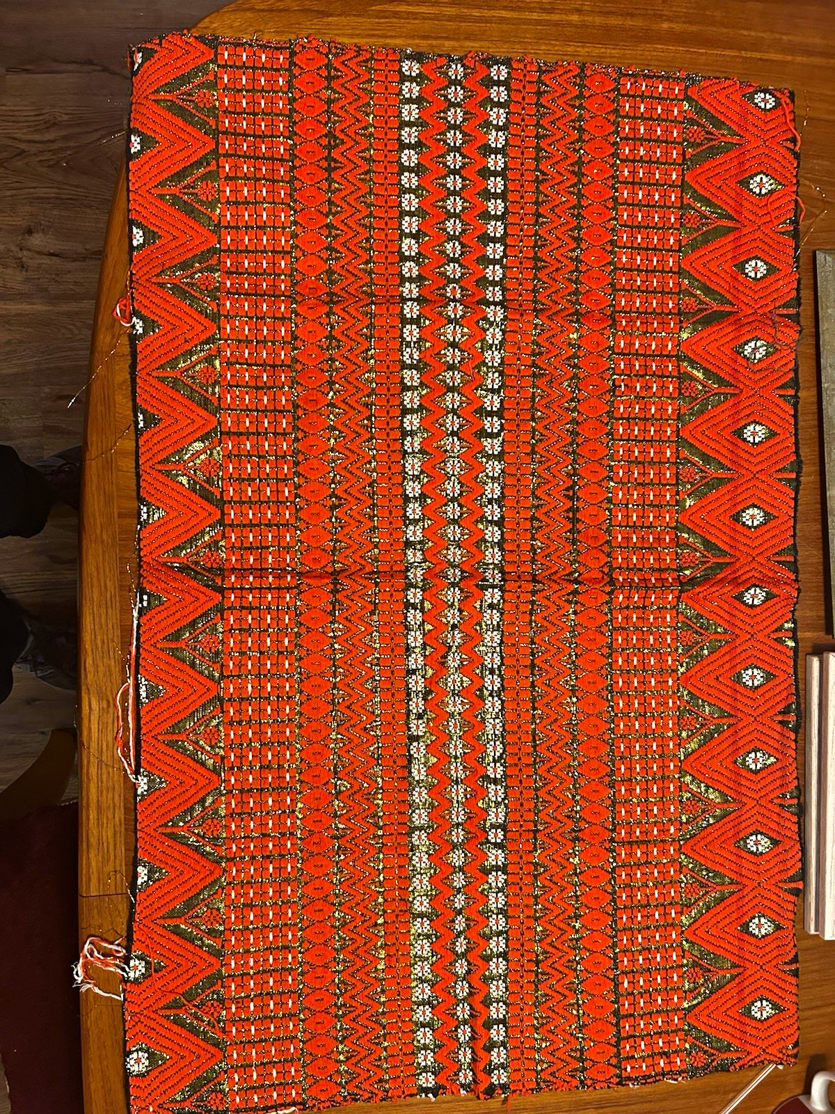 Vintage Indonesian Minangkabau Songket Textile Handwoven Gold Thread 35” x 22”
