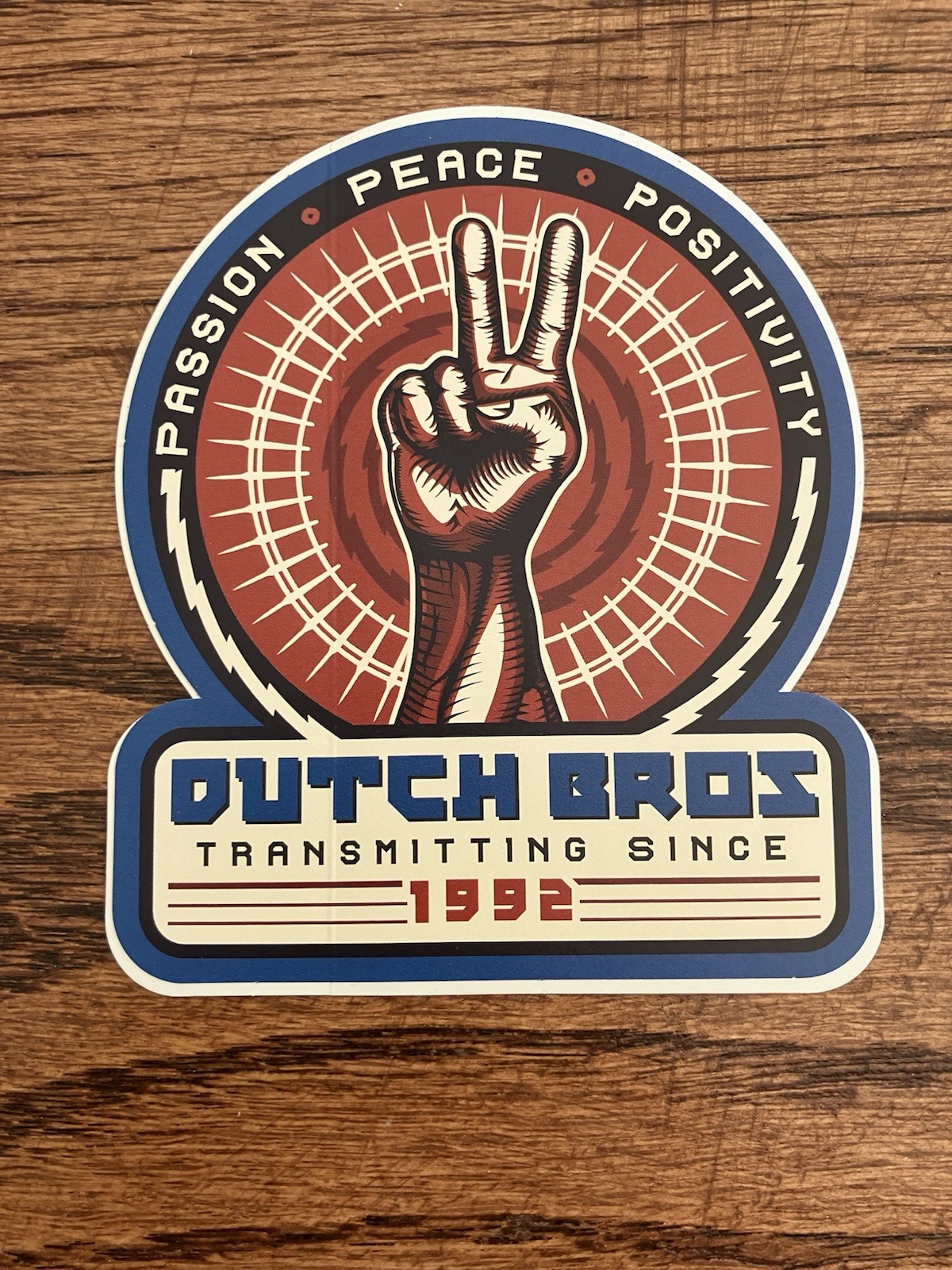 Dutch Bros Passion Peace Positivity Transmitting 1992 Sticker Vintage HTF