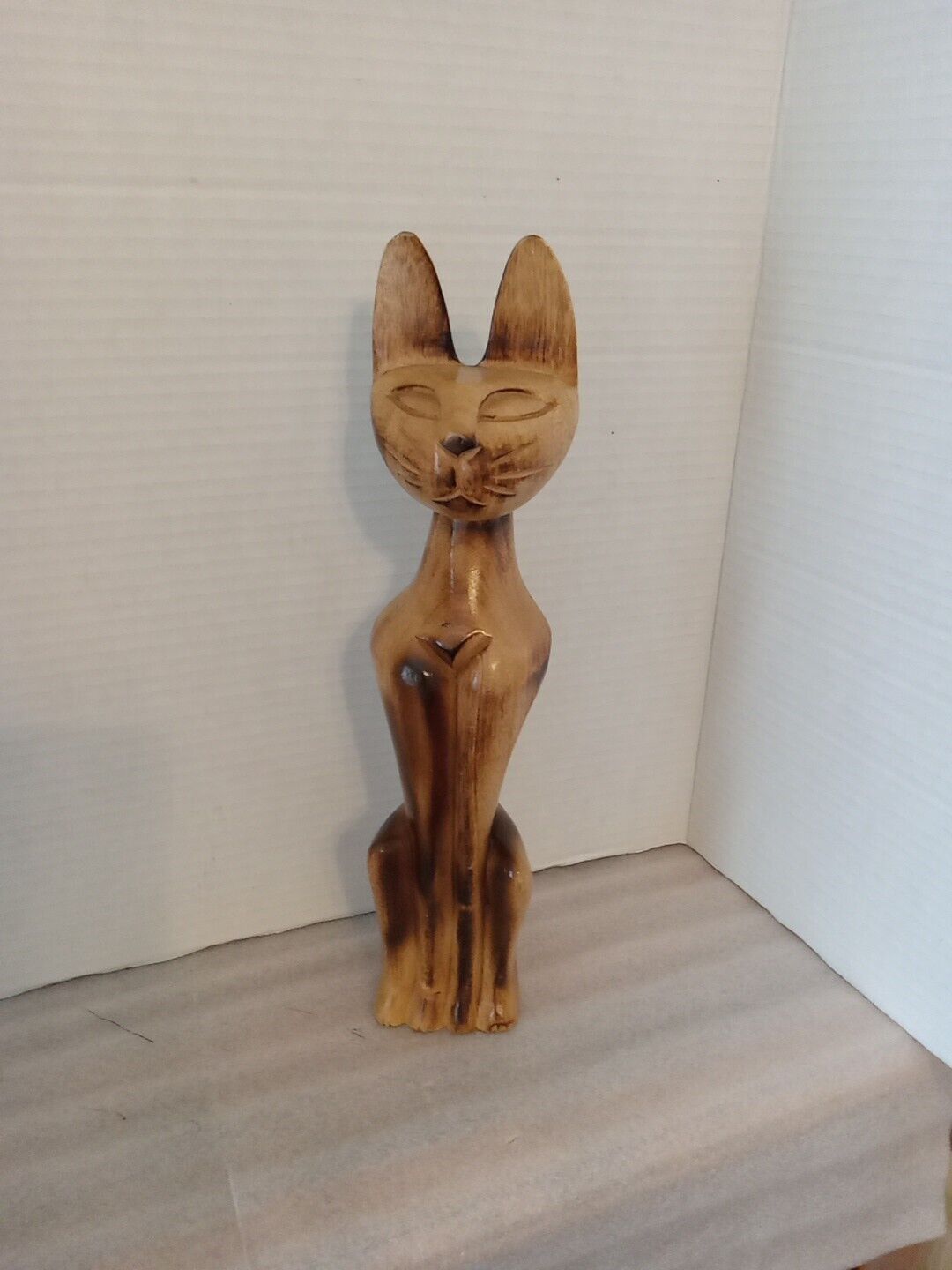 Vintage Monkey Pod Wood Carved Siamese  Cat
