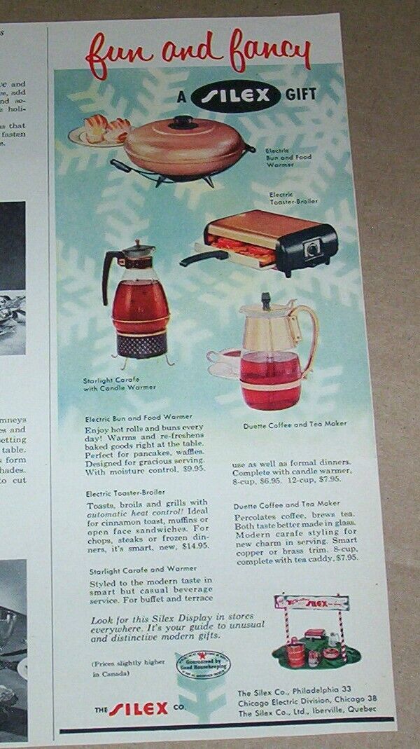 1957 print ad -Silex glass coffee tea maker carafe glassware Vintage Advertising