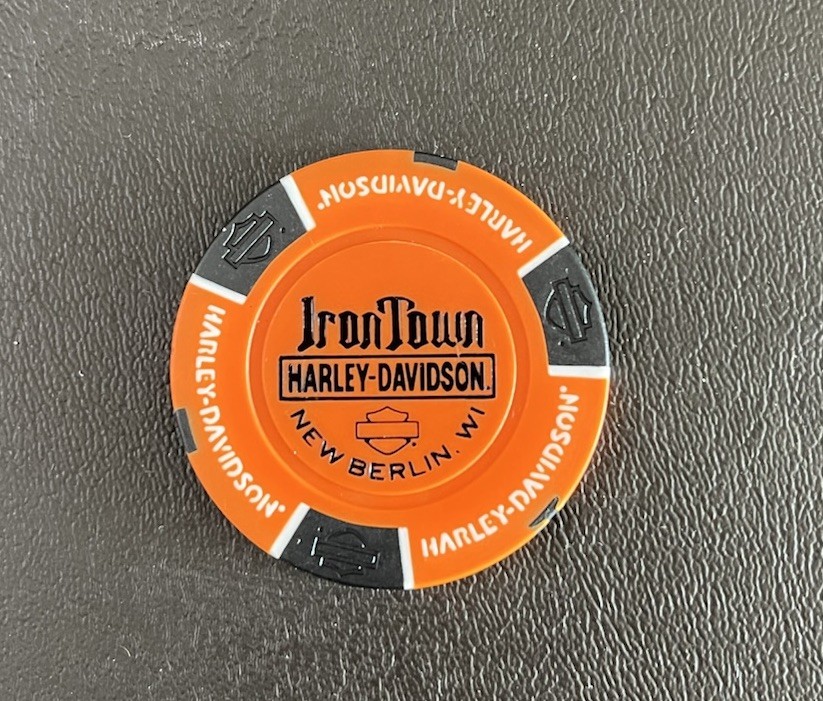 Harley Davidson Iron Town New Berlin, WI (Orange and Black)Poker Chip