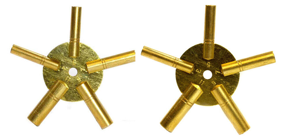 2 Pc Clock Winding Brass Key Set Even & Odd Numbers Universal  Wall Clock Keys