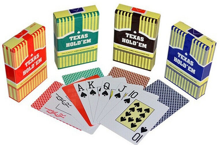 10 Decks TEXAS HOLD EM 100% Plastic Playing Cards Poker Size Jumbo Index