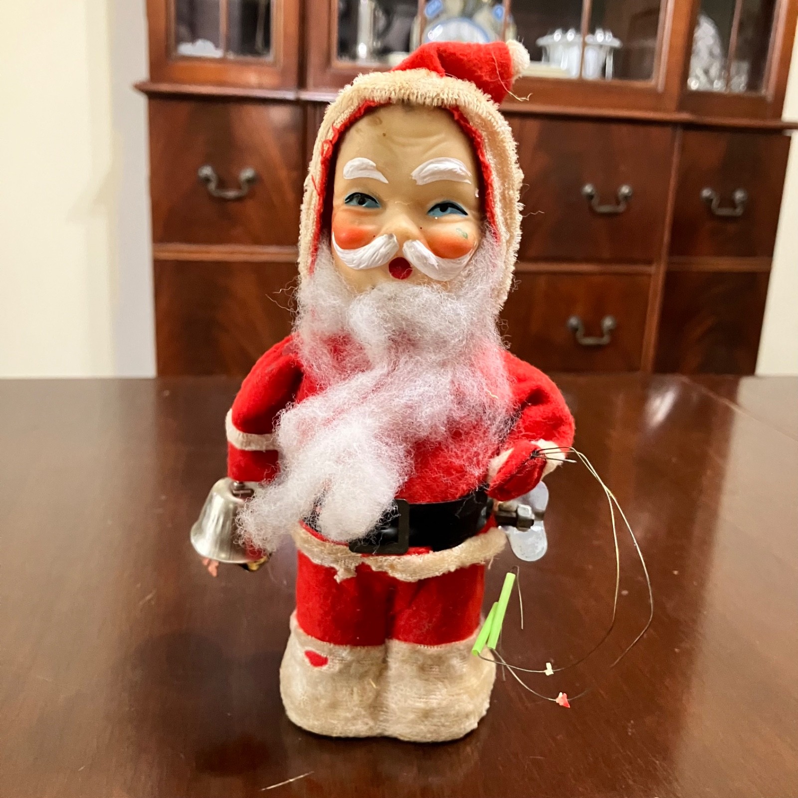 Vtg 1950’s Mechanical Santa with Bell Japan