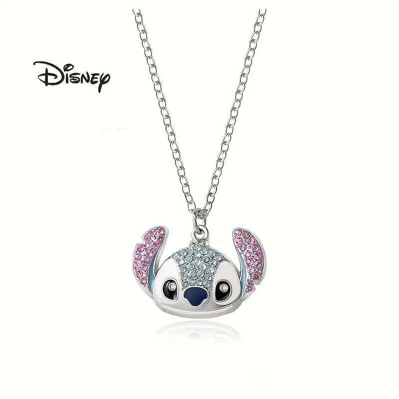 Disney Stitch necklace with Simulated sapphire accents