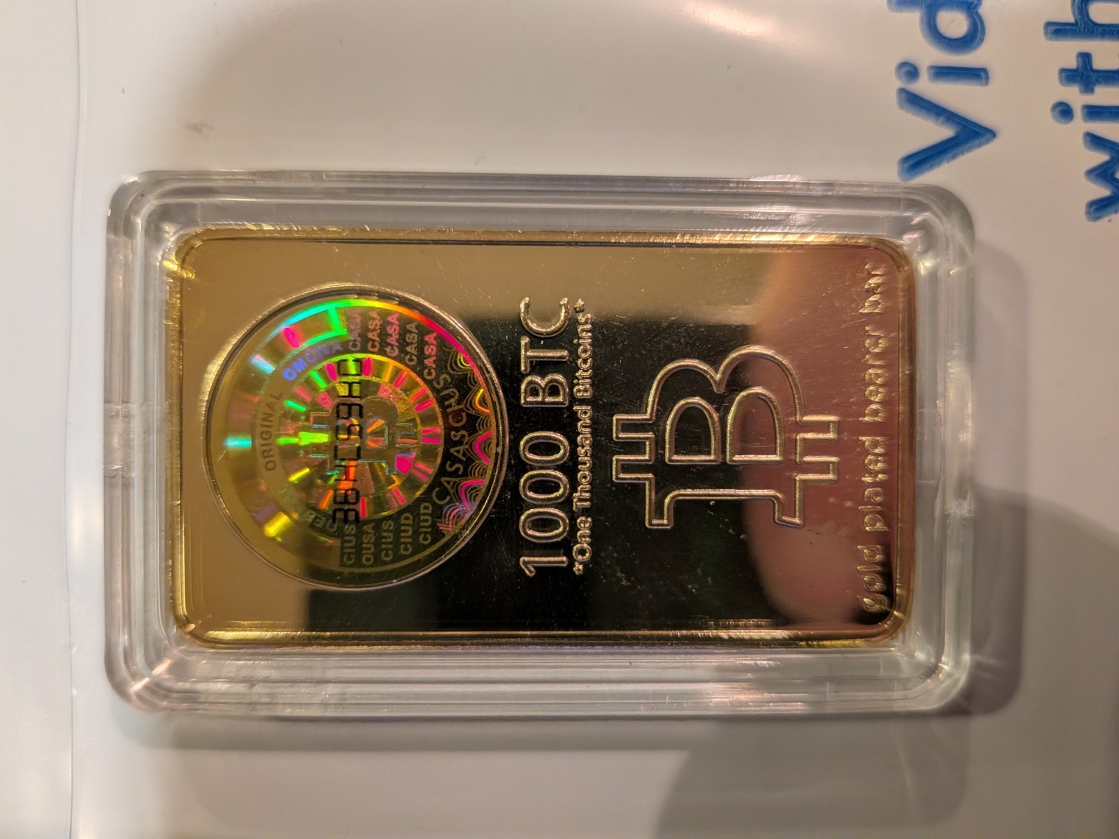 Bitcoin Bit Bar Crypto 1000 BTC GP Gold Plated Bar Collector’s Edition