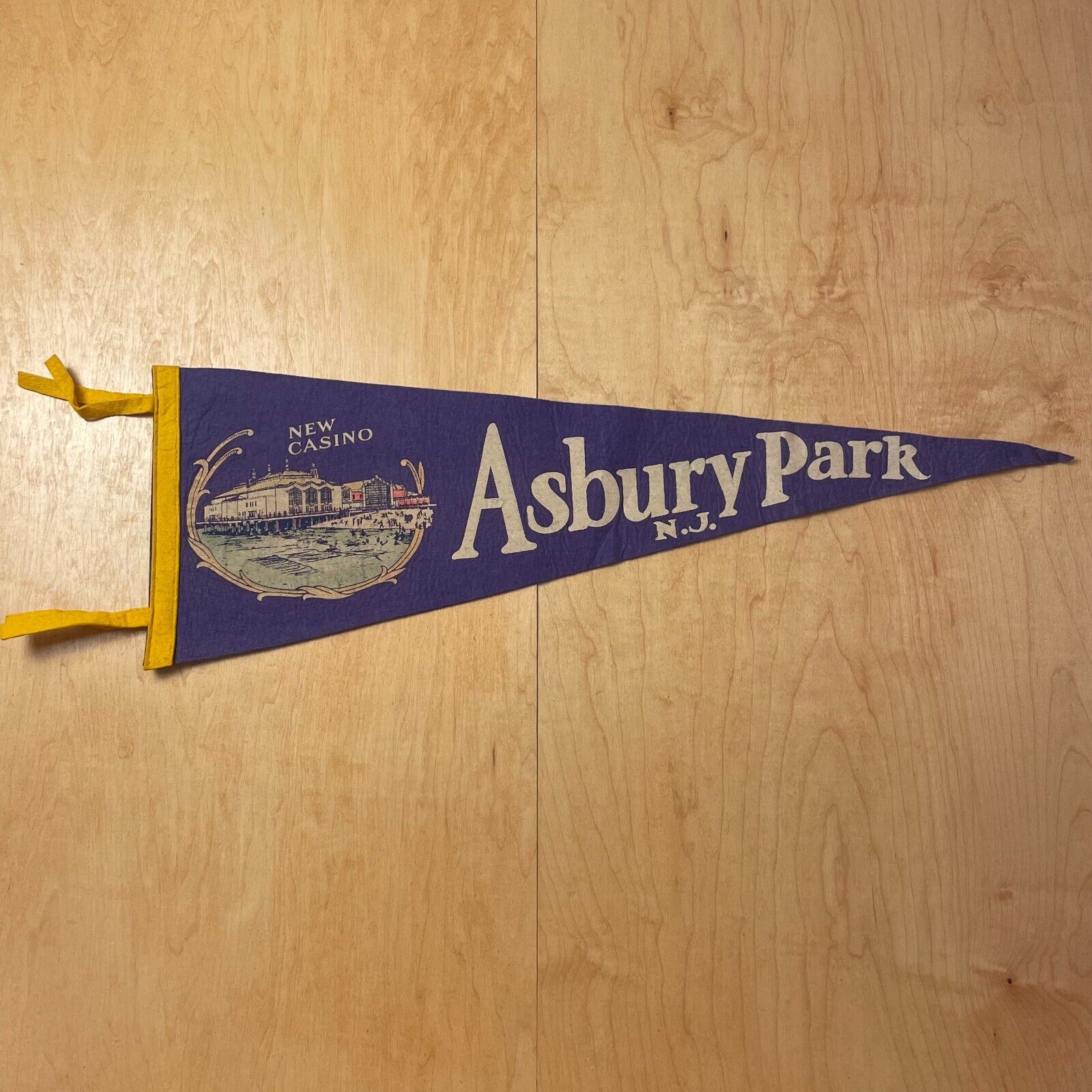 Vintage 1950s Ashbury Park New Jersey 9x26 Felt Pennant Flag