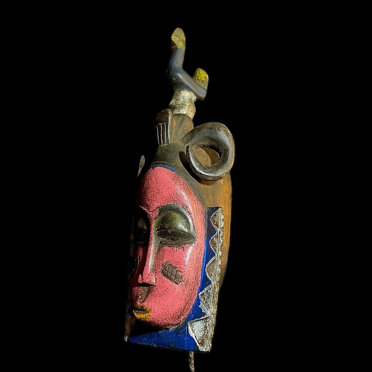 African Baule Mask-Wooden Tribal Mask Handmade folk art Antiques-9762