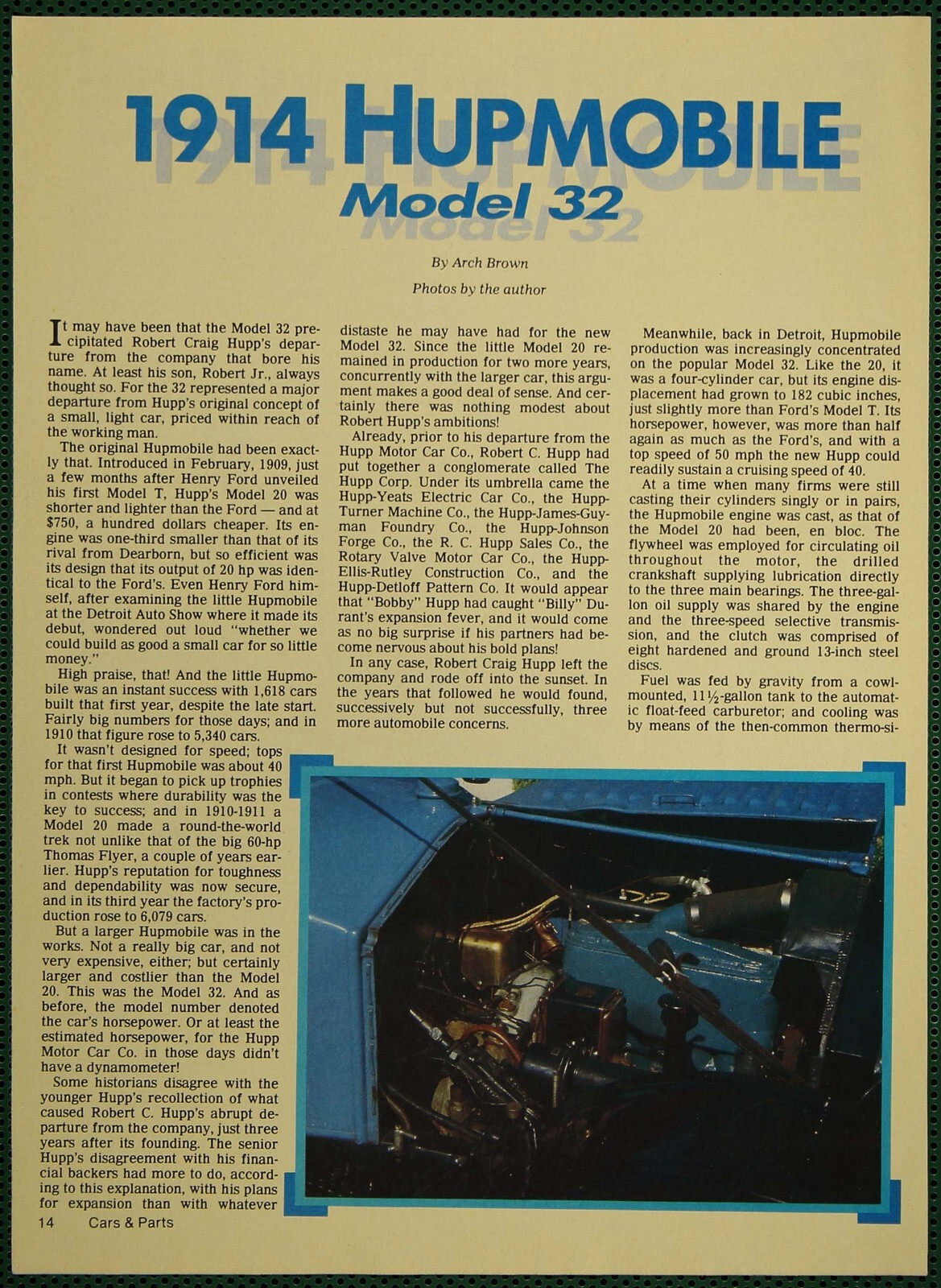 1914 Huppmobile Model 32 Profile Specs Vintage Pictorial Article 1984