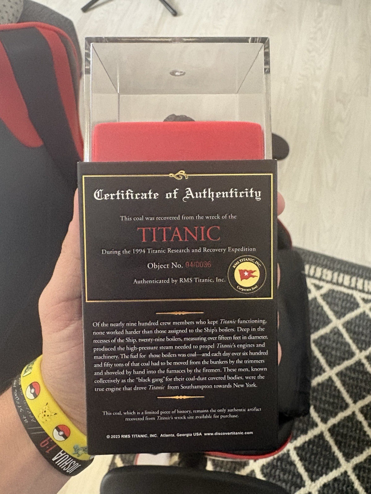 Titanic White Star Coal Artifact Display Case w/ Certificate of Authenticity